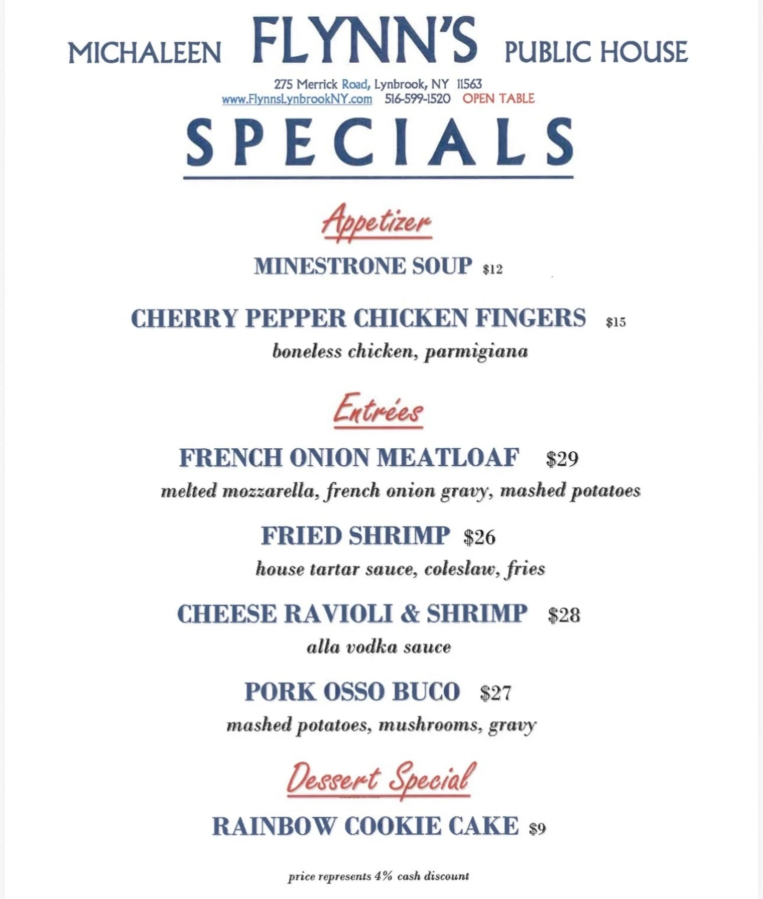 Kick off the holiday weekend with new specials! 🇺🇸

#michaleenflynns #mdw #summer #lynbrookny #memorialdayweekend