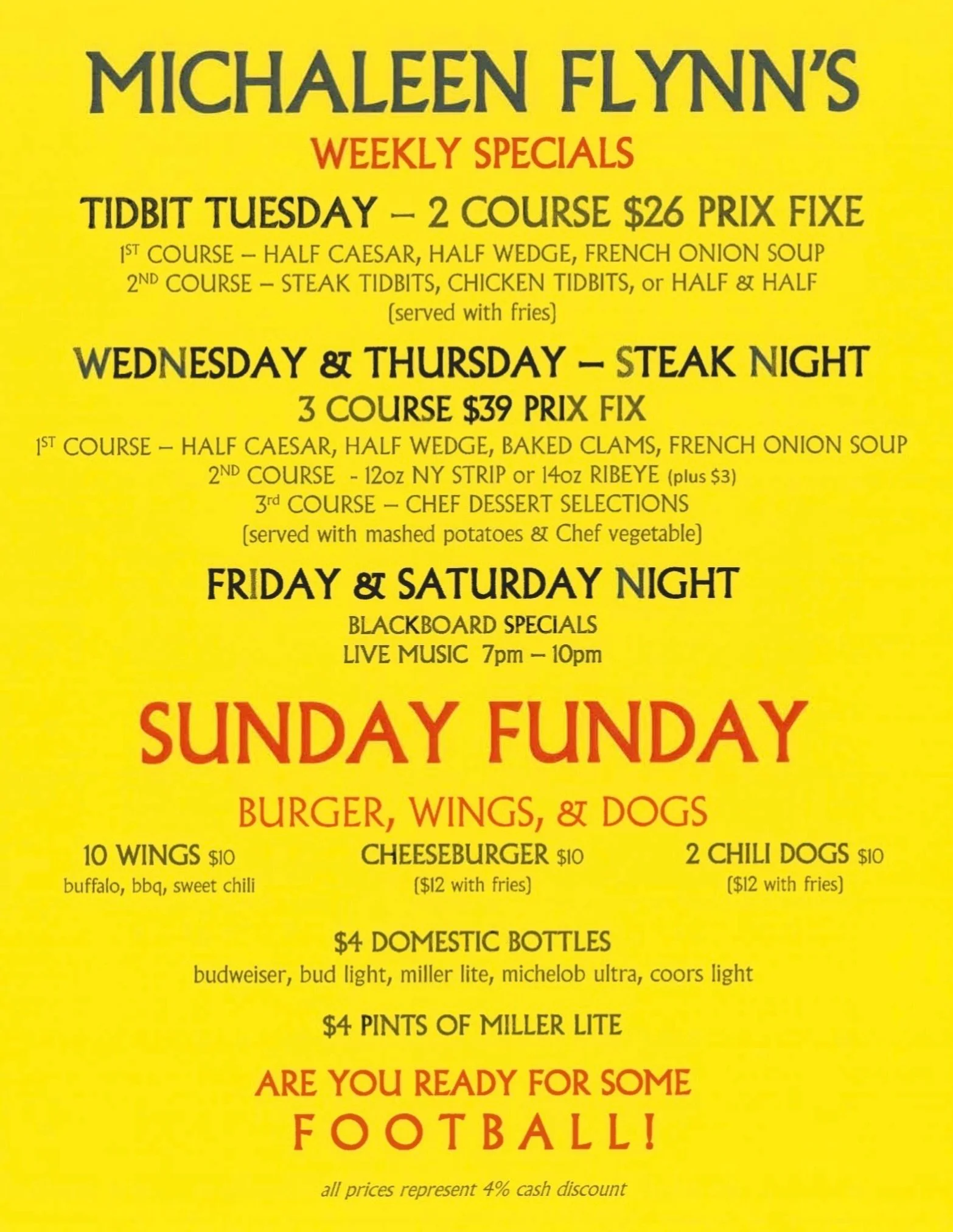 These specials deserve a spot in your weekly rotation 🍺🎃🏈

#michaeenflynns #lynbrookny #fall #football #longislandny