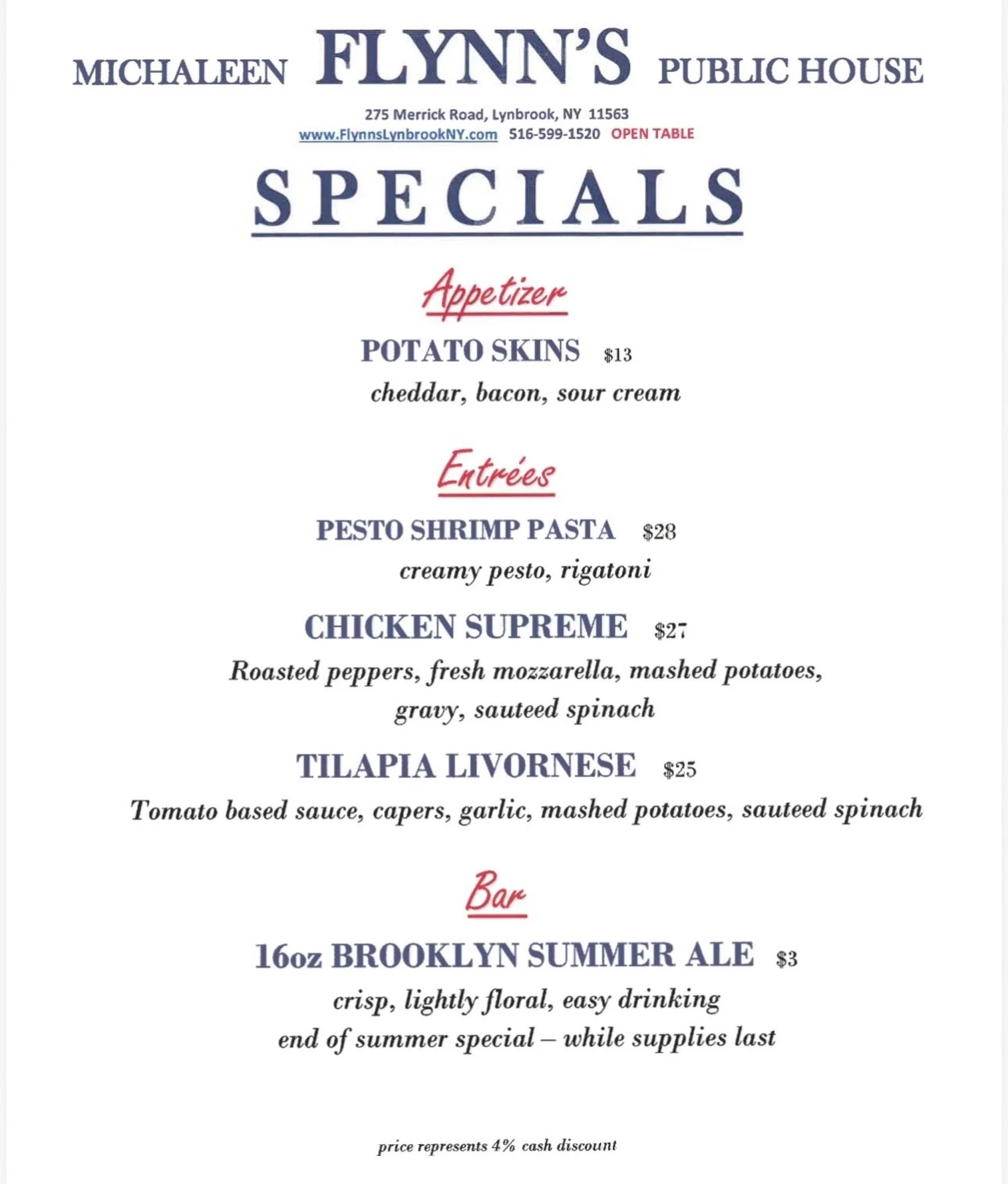 Start the weekend off the right way &mdash; with new specials of course 🍽️🍺

#michaleenflynns #lynbrookny #longislandny #tgif