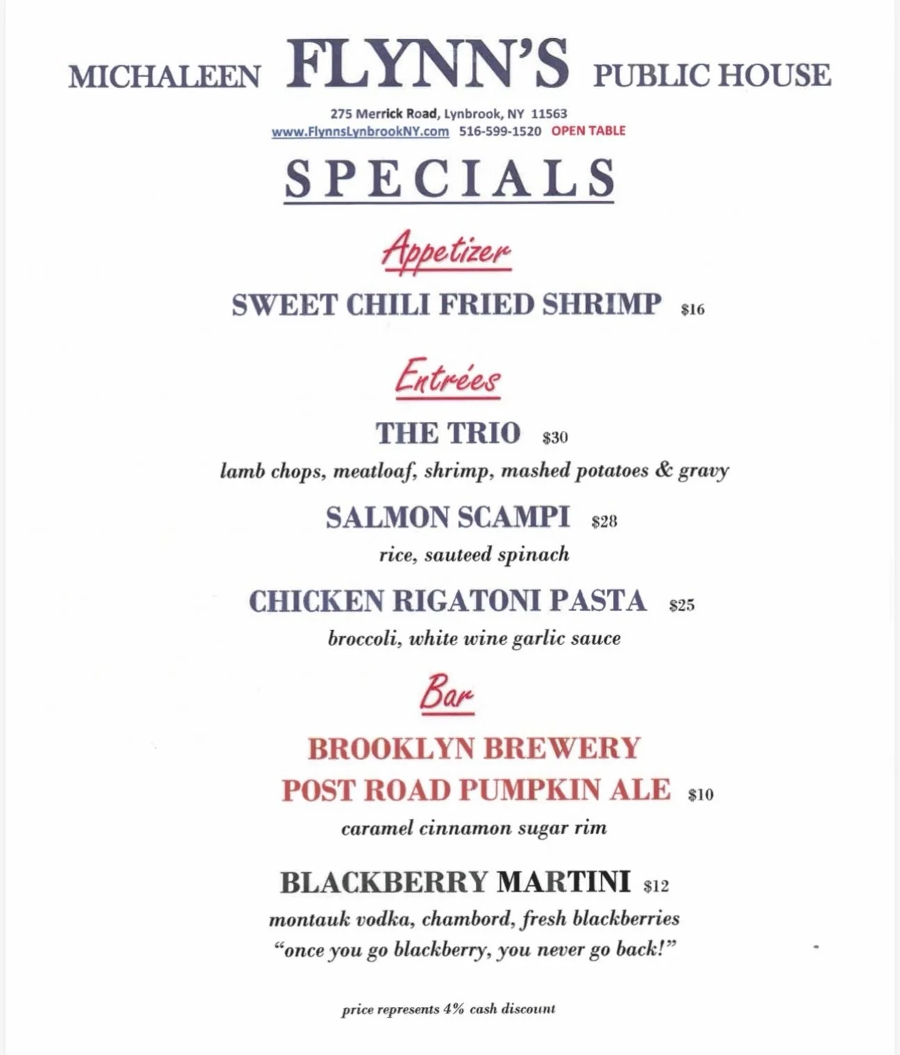 new specials are here! Join us for lunch or dinner 🍽️

#michaleenflynns #lynbrookny #longislandny