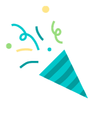 Party popper releasing confetti and streamers