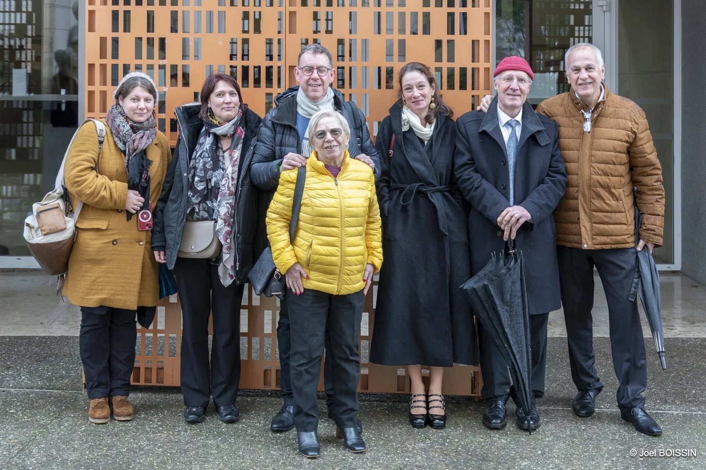 Les intervenants (Bénédicte Lhoyer, Karine Madrigal, Yann Tristant, Béatrix Midant-Reynes et Gwénola Graff) avec Sydney Aufrère