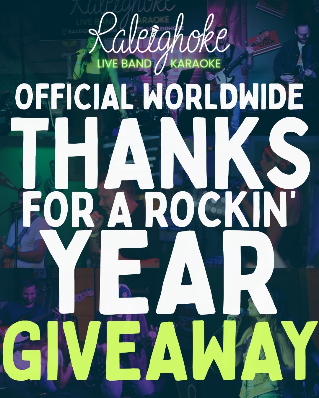 Y&rsquo;all are the best community we could&rsquo;ve imagined when we started this Raleighoke thing! To celebrate, we are picking five (5) followers to each win four (4) free Raleighoke show tickets. 

By Dec 26: 
1) make sure you&rsquo;re following 