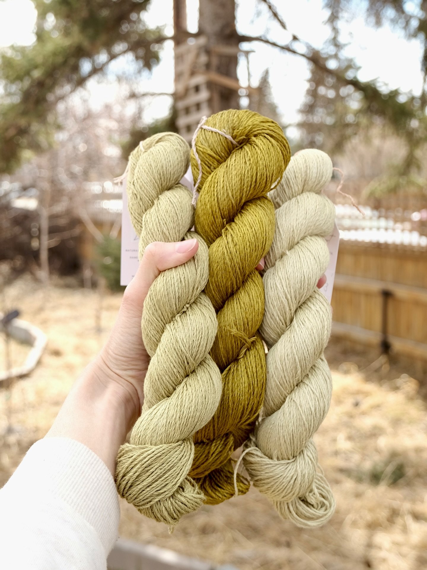 New shades of Sprout Sport - a blend of bamboo, cotton, and linen will be available this Saturday @fibreshindig ! We will also be selling natural dye kits so you can bundle dye your own skein of sprout sport! #karliepaigefibreco #naturaldye #naturall