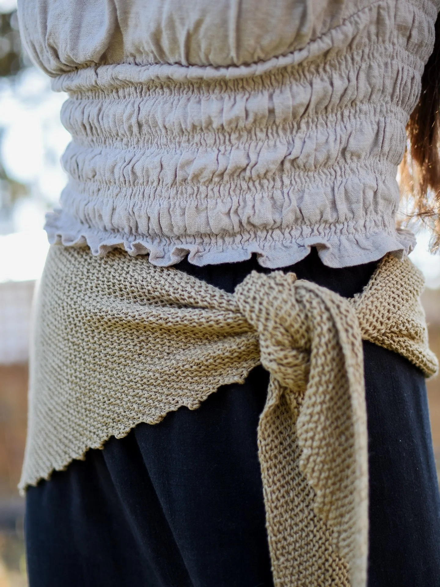 My zero waste shawl sample - knit in my Sprout Sport base, a linen, cotton, bamboo blend. I used one skein for this shawl and only had a couple of grams left, such a great pattern for using what you have as you just knit until you run out of yarn! 

