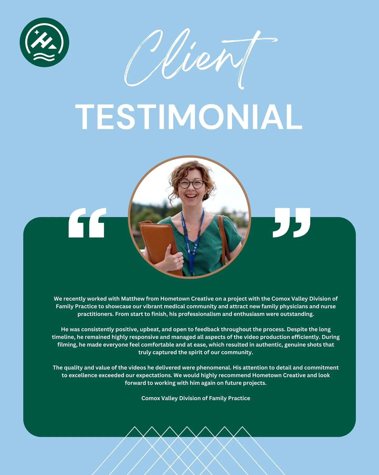 This was such a fun and important project, creating videos to help bring more talented healthcare professionals to the Comox Valley.

Thanks to the entire team at The Comox Valley Division of Family Practice for this awesome google review.

&ldquo;We