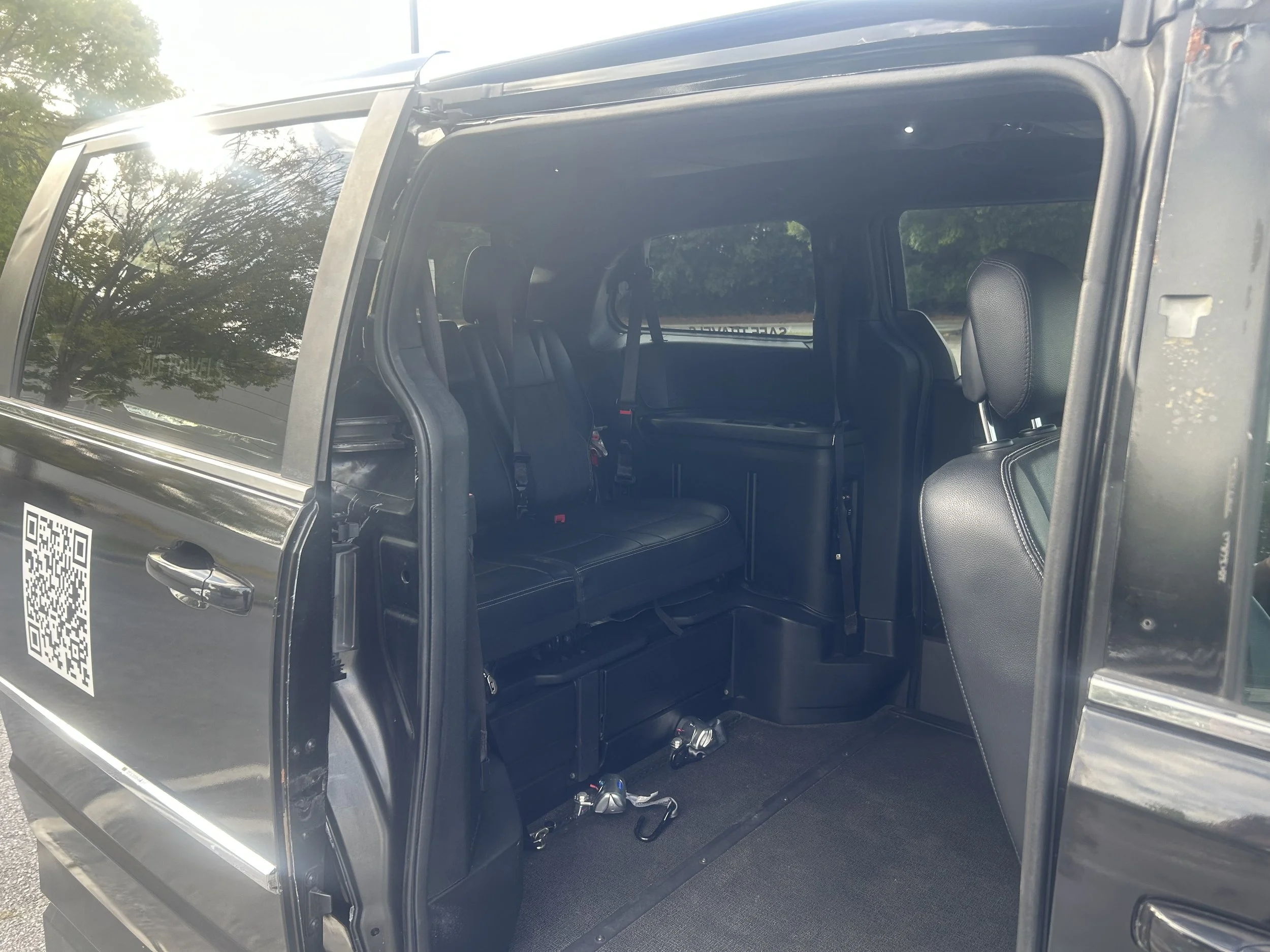 Interior wheelchair position and securement equipment inside CFJR Safe Travels Tuskegee One