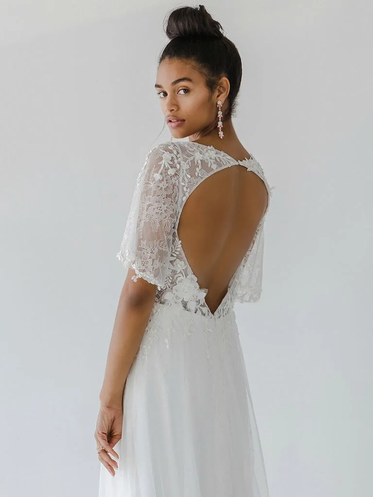 asos edition mia embroidered flutter sleeve wedding dress ASOS | Dresses | Nwt Asos Bridal Mia Embroidered Flutter Sleeve Wedding  Dress Size 8