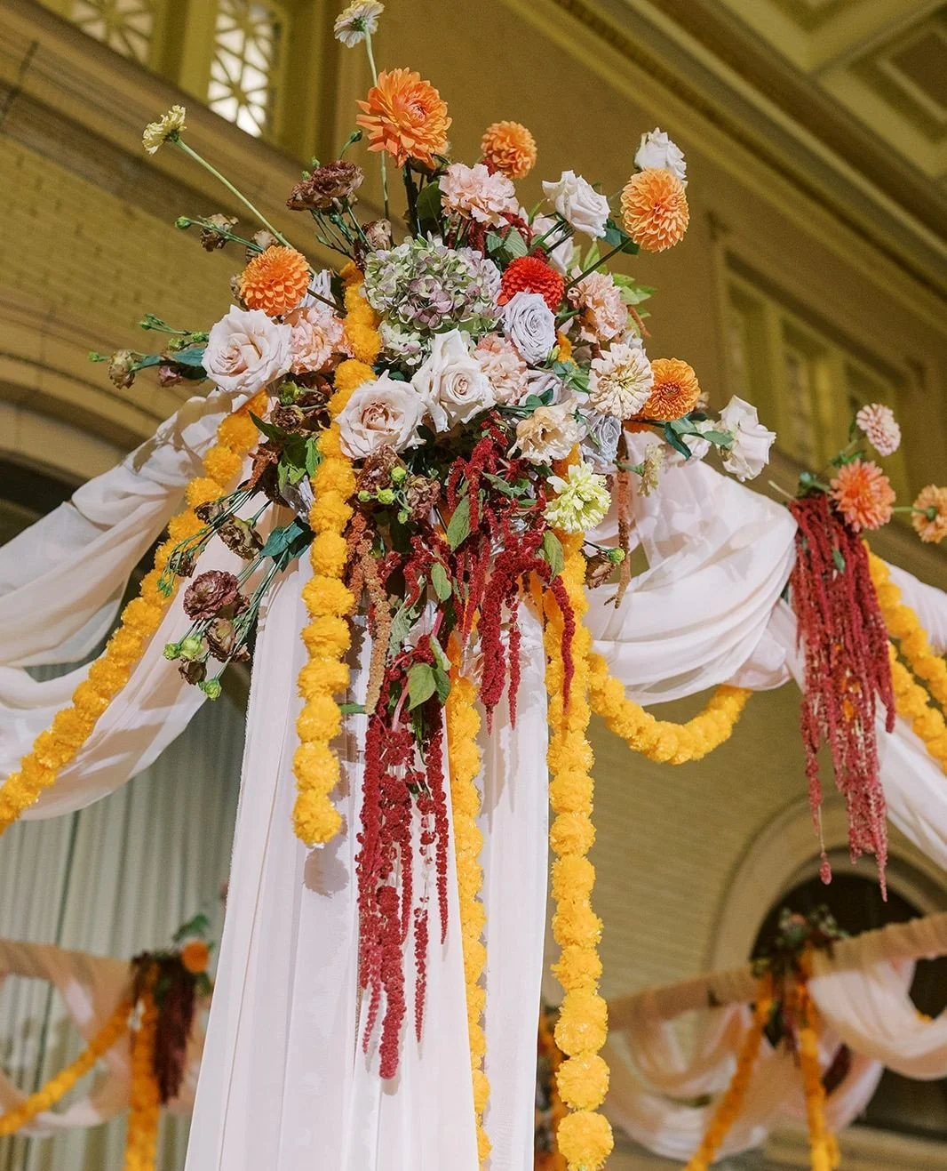 Florals were exploding off of this Mandap!⁠
⁠
Planning | ⁠@stylearchitectsweddings⁠
Venue | @renaissancempls⁠
Photography | @maritwilliamsphoto⁠
Videography | @timthornburg_films⁠
Stationery | @huntwrightdesignco⁠
Catering | @indiaspicehouse⁠
Floral 