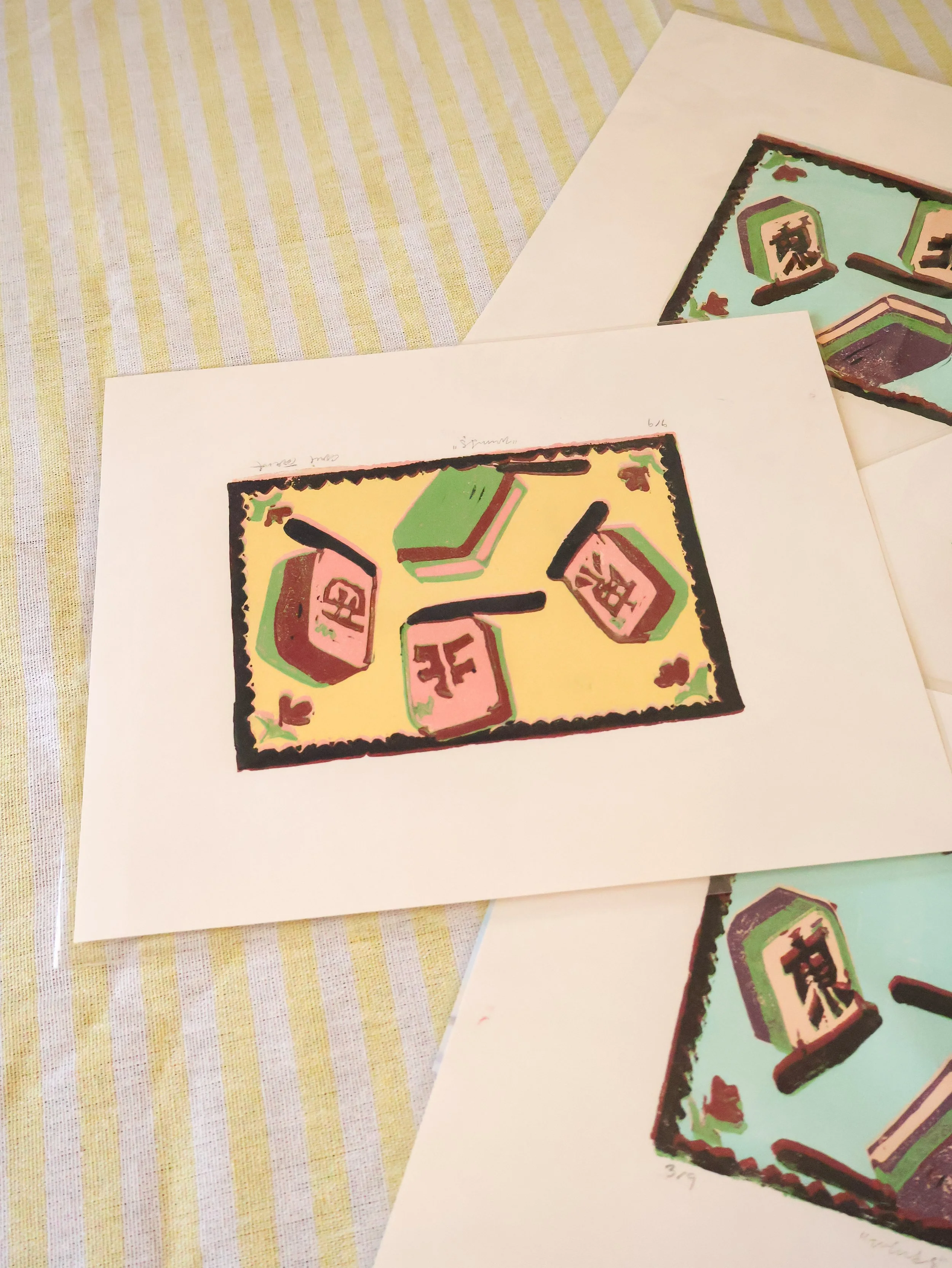 "Winds" Block Print in Yellow