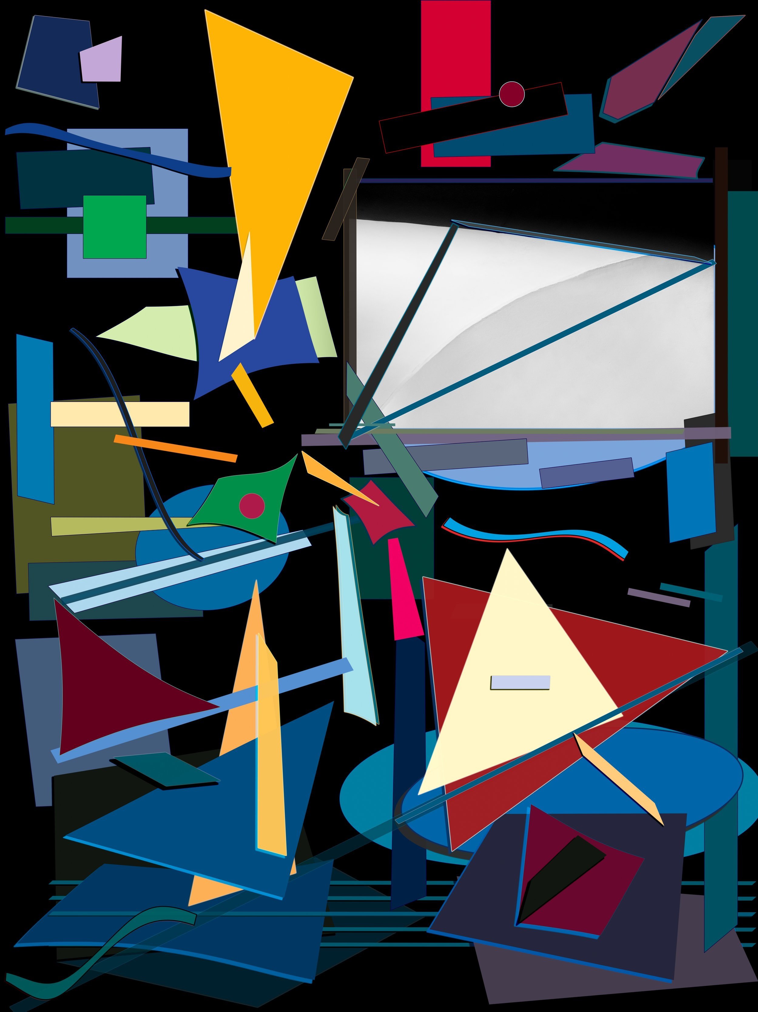 Recomposition No. 21 - Vibrant abstract art capturing the architectural essence of New York City's Freedom Plaza.