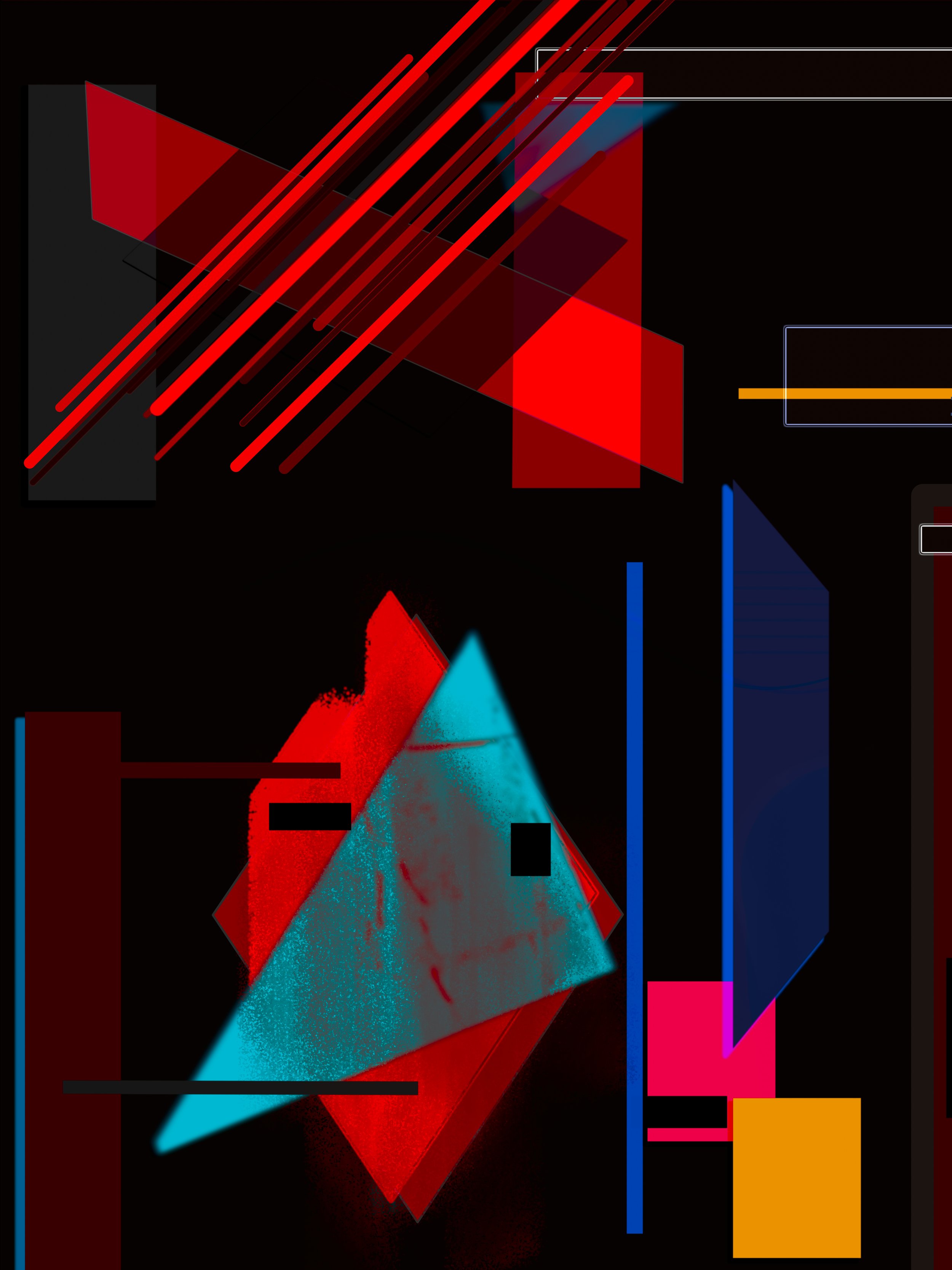 Recomposition No. 16 The Photograph - An abstract digital artwork depicting geometric shapes in bold colors, inspired by the urban landscape transformation around the Oculus in downtown.