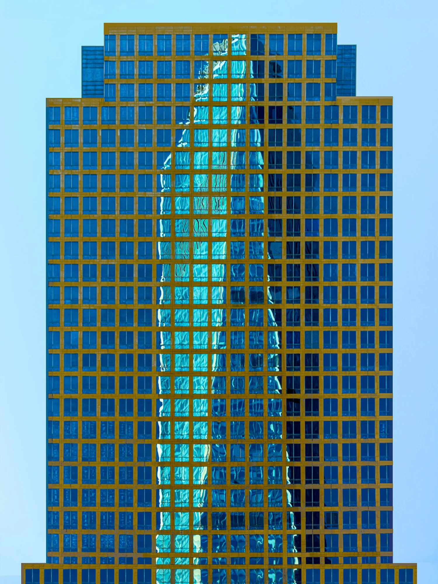 Controlled distortions move through a rigid façade, while the larger structure maintains a provisional balance.