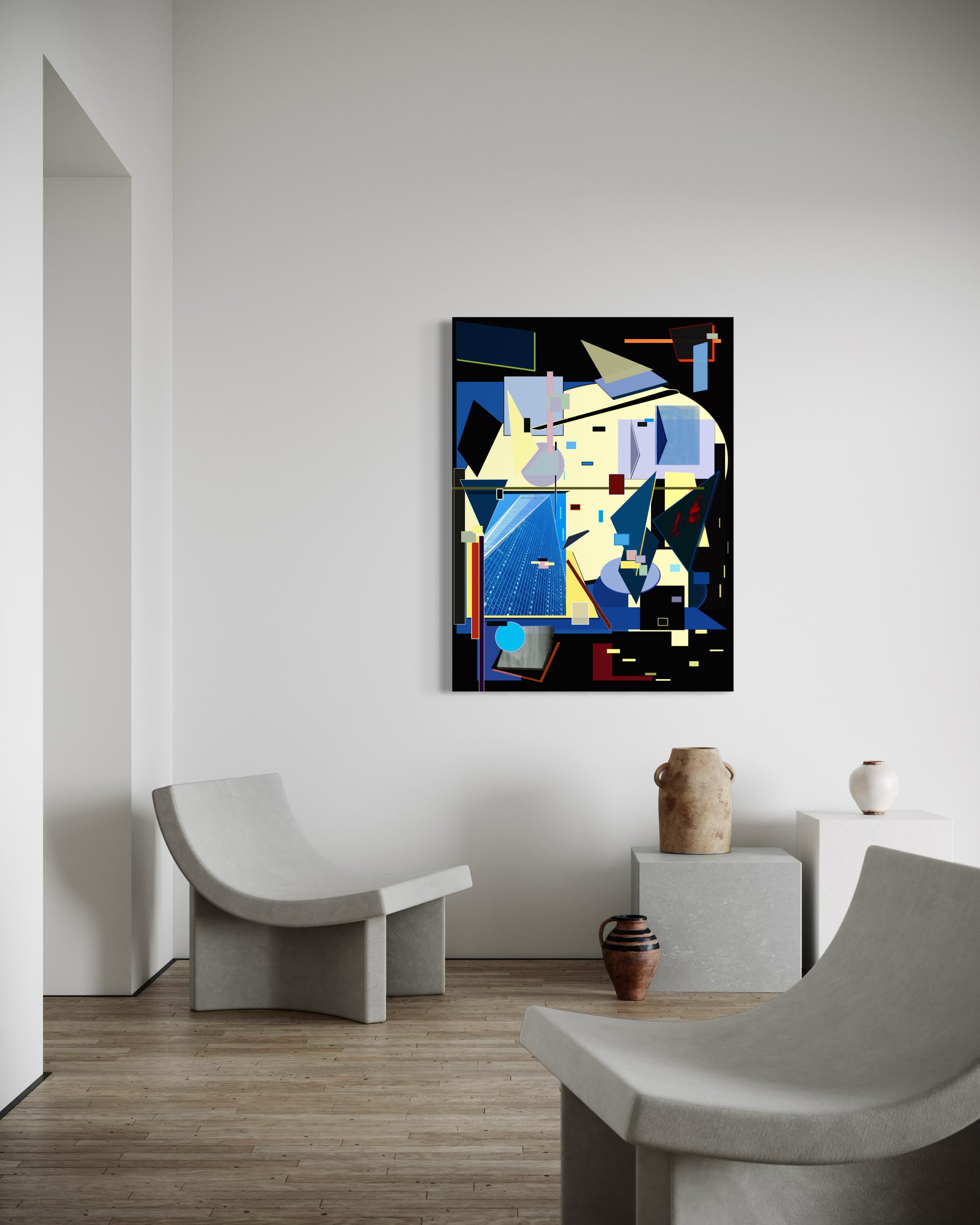 Recomposition No. 24 is displayed on a wall in a modern setting.
