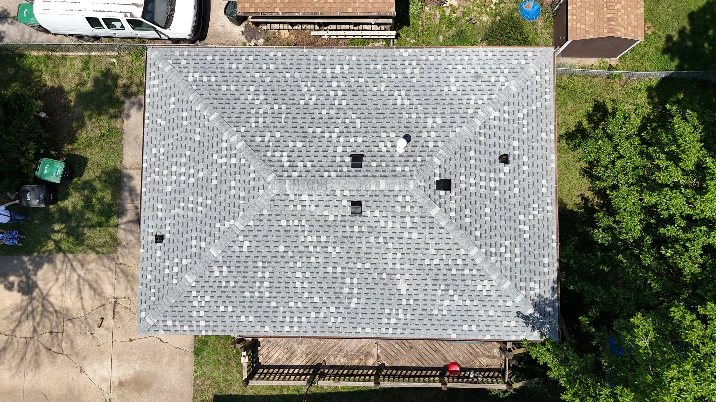 A high quality aerial view of roofing project in Omaha