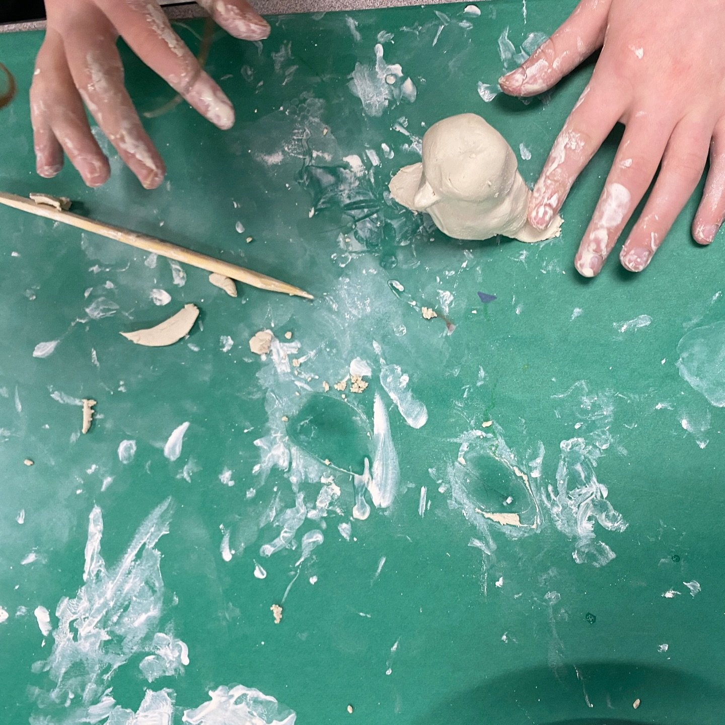 Wrapping up our fall Art Club session with one more air-dry clay project: playful penguins!