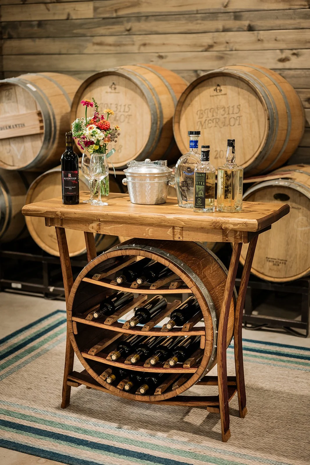 Bottle Rack With Walnut Bar Top