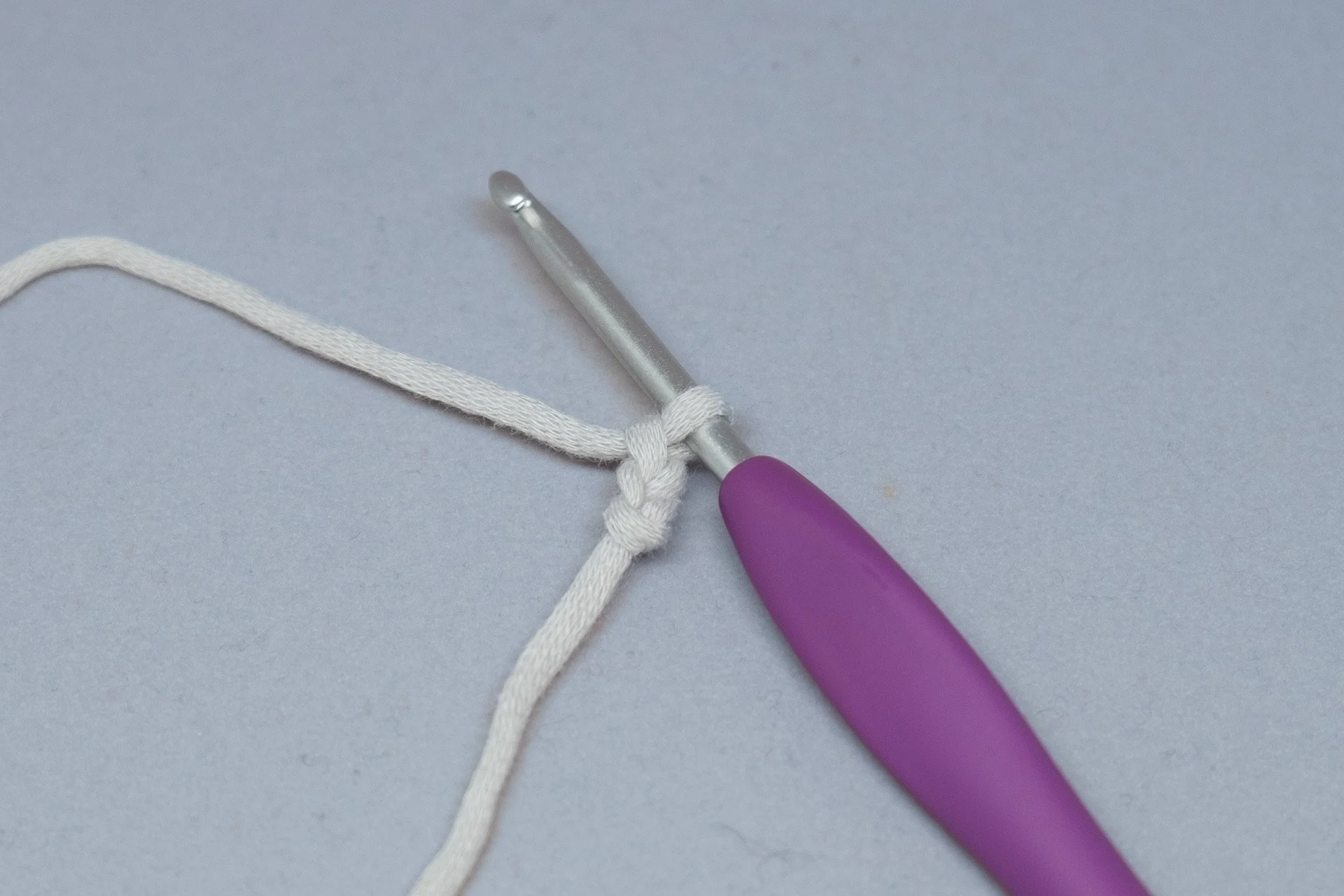  1. Make a slip knot and ch 2 