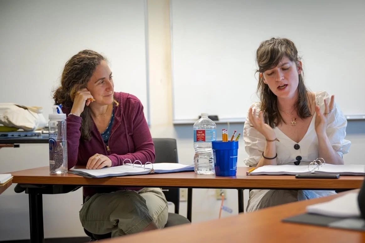 Director Daniella Topol w/ Playwright Liba Vaynberg in rehearsal "The Gett". 

Rattlestick Playwrights Theater - 2022 Colorado New Play Festival

Photo Credit - Bruce Thayer
