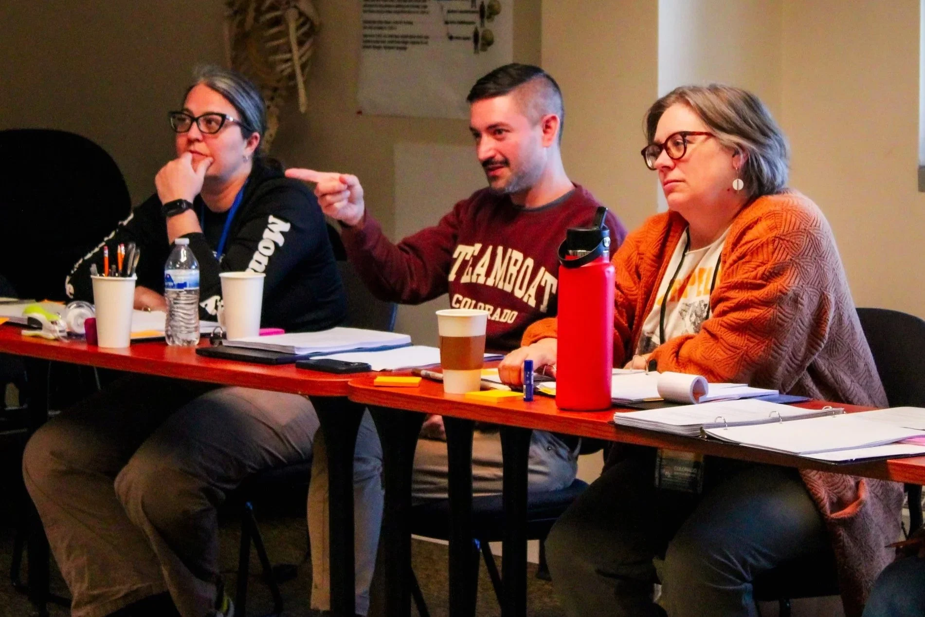 Steppenwolf in Rehearsal for "Adirondack Chair Circle" at the 2026 Festival. 
(L-R) Stage Manager Michelle Schovaers Wagley, Director JC Clementz, and Playwright Stephanie Alison Walker.

Photo Credit: Grace Lacek