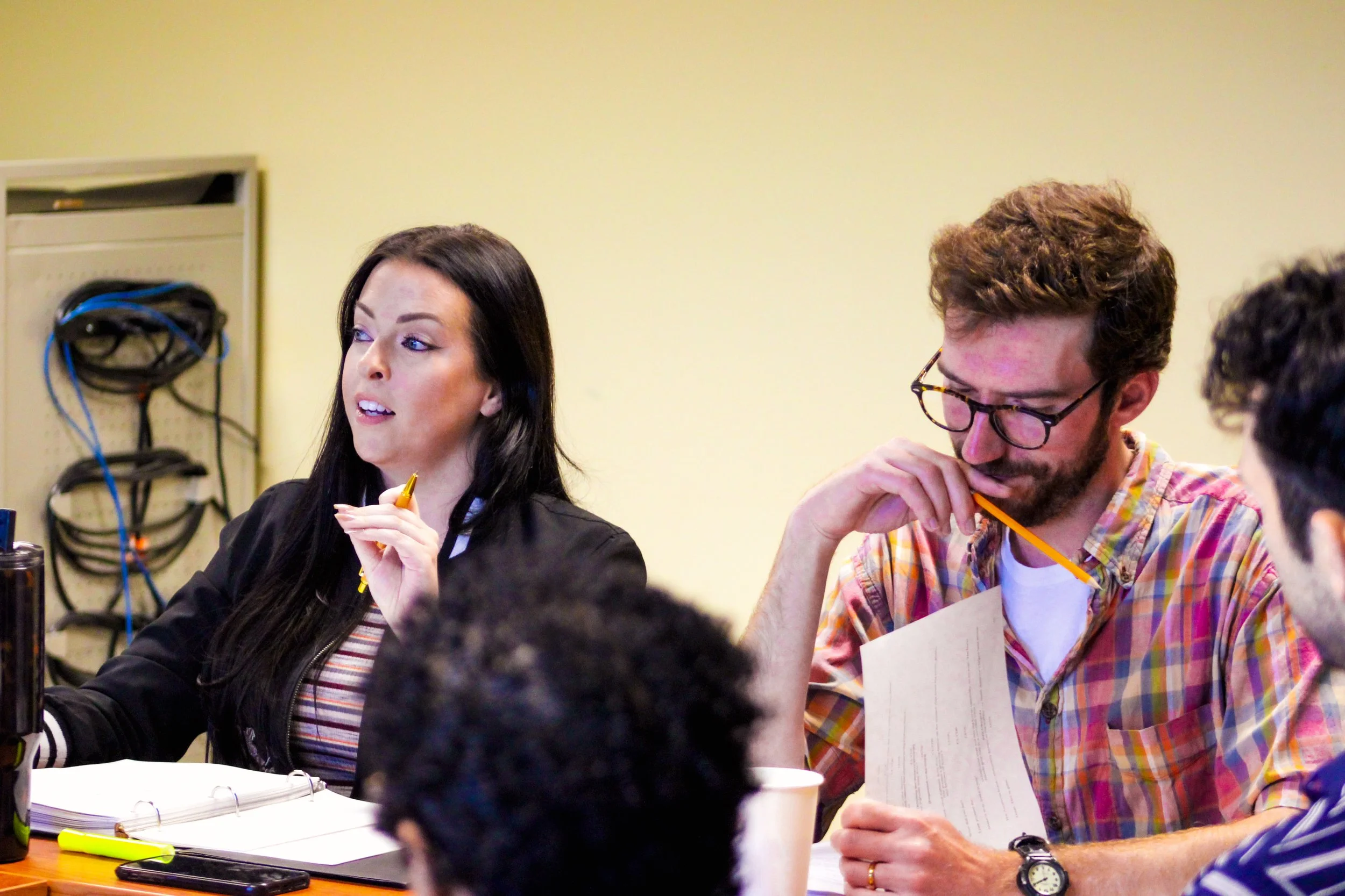 Mosaic Theater in Rehearsal for "Natural History" at the 2026 Festival. (L-R) Director Chelsea Radigan and Playwright Collin Van Son.

Photo Credit: Grace Lacek