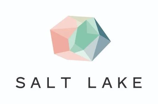 Logo with abstract geometric shapes in pastel colors above the text 'SALT LAKE'.