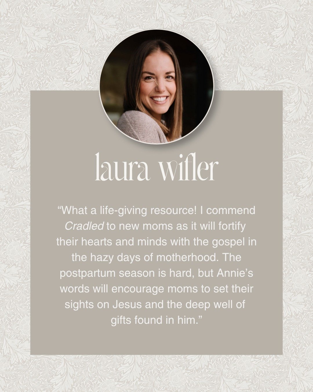 A champion of "Cradled" from its earliest moments, @laurawifler's endorsement means the world to me. From working together in the beautiful ministry of @risenmotherhood to cheering each other on in our publishing pursuits since, this dear f