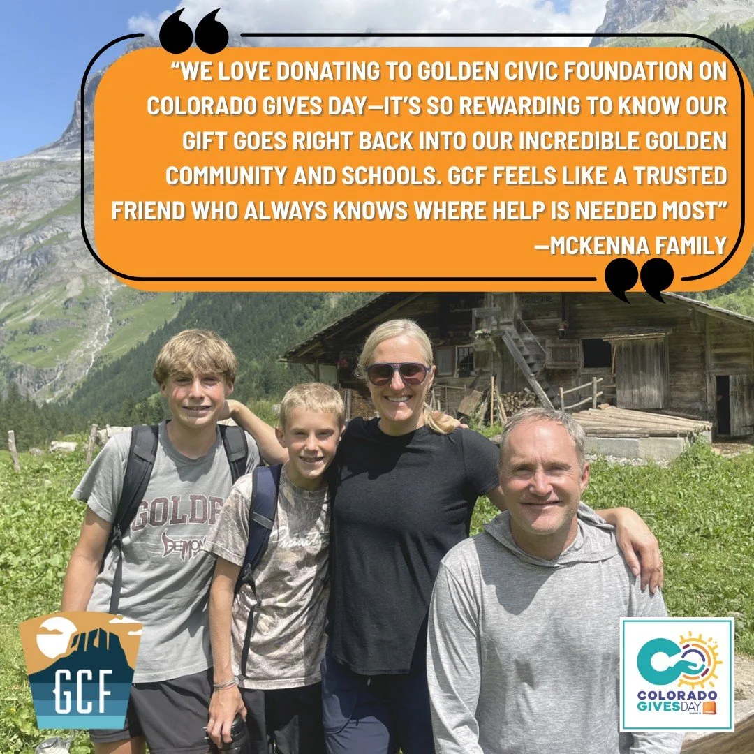 There are many ways to give, pick those that are most inspiring to you 💌

Hear from your neighbors about why they give to GCF on Colorado Gives Day ➡️

Early giving starts now! Give today at the link in our bio! 

#ColoradoGivesDay #WaveofGenerosity