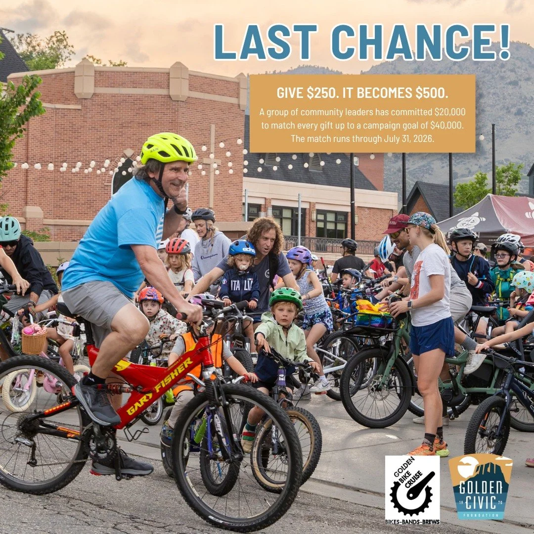 Rooted in over 15 years of community partnership, @goldenbikecruise brings together neighbors for a bike ride through Golden once a month every summer. Joined by live music, local businesses, and a rotating featured nonprofit, the cruise serves as bo