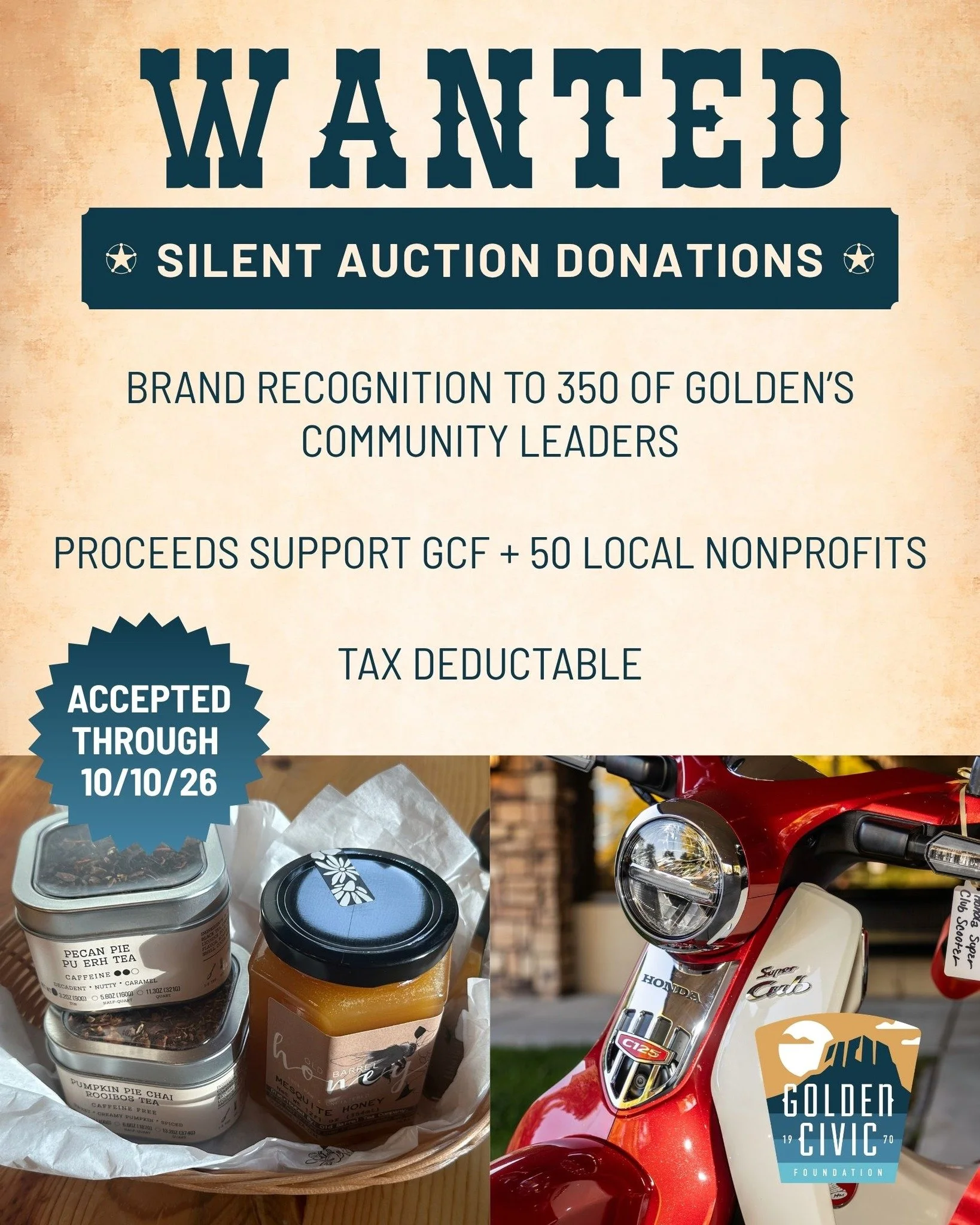There&rsquo;s still time to align your business with one of Golden&rsquo;s most meaningful community gatherings &mdash; donate an item or experience to the SOLD OUT Golden Frontier Gala silent auction today! 🙌

Donations will be accepted through 10/