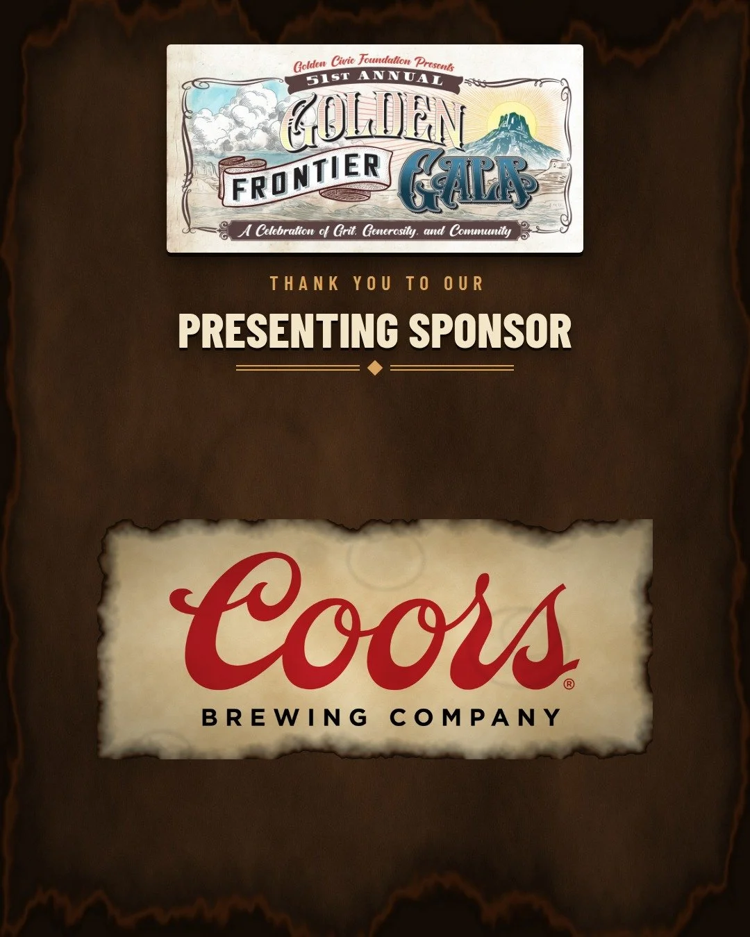 A special thanks to Coors Brewing Company for making the Golden Frontier Gala possible as our Presenting Sponsor 🤝

"A place cannot be special without its people, and few things bring people together quite like ice cold Coors beer, the quaint f