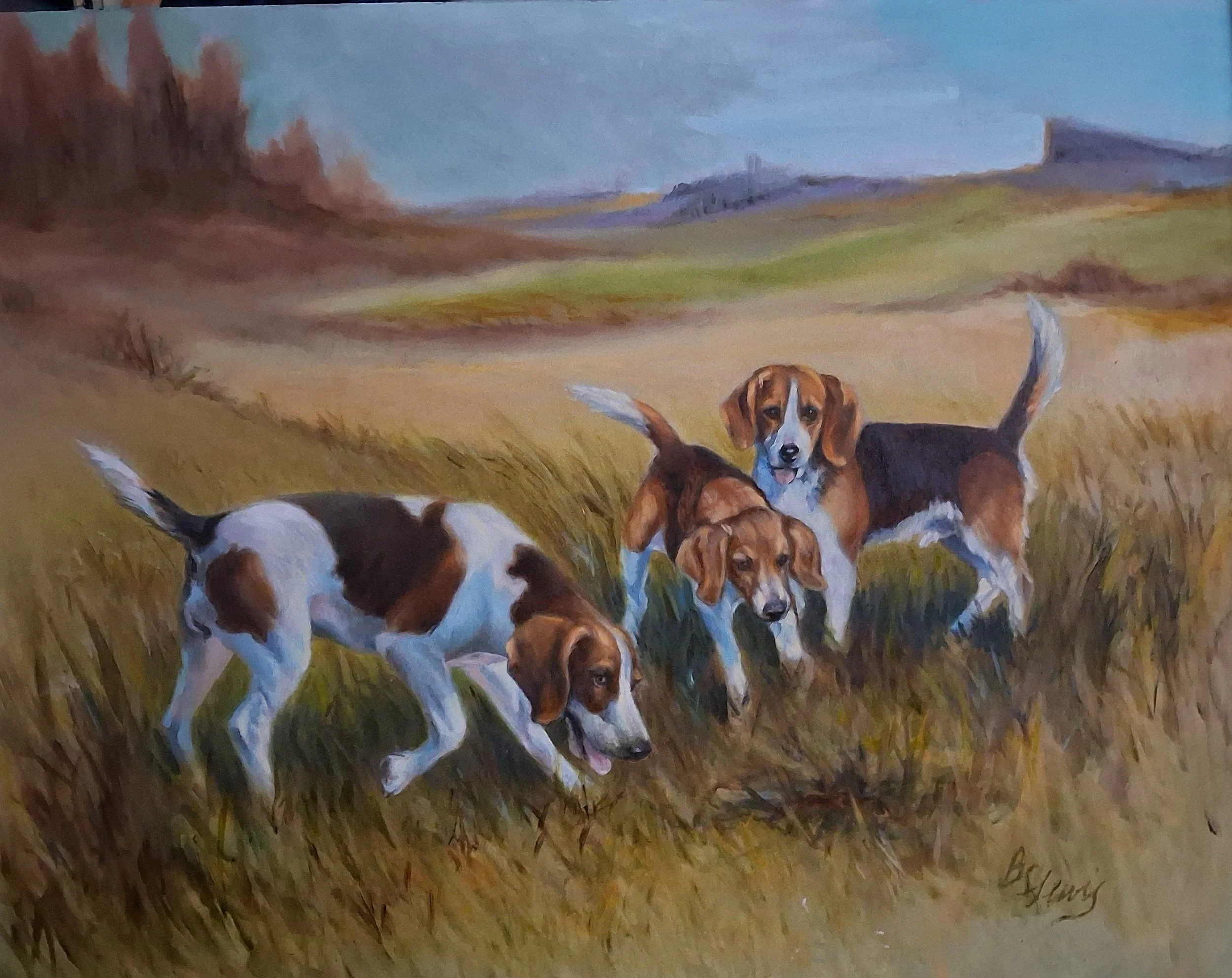 "Beagles Hunting" 16x20