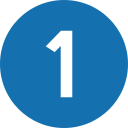 A solid blue circle with the number 1 in white at the center.