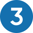 Number three inside a blue circle