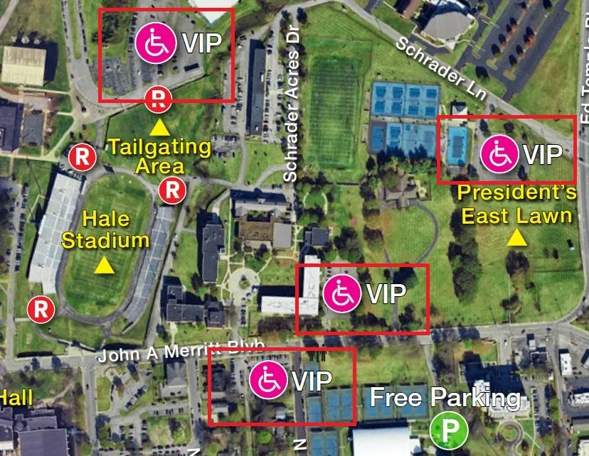 Official VIP parking map for Tennessee State University Homecoming