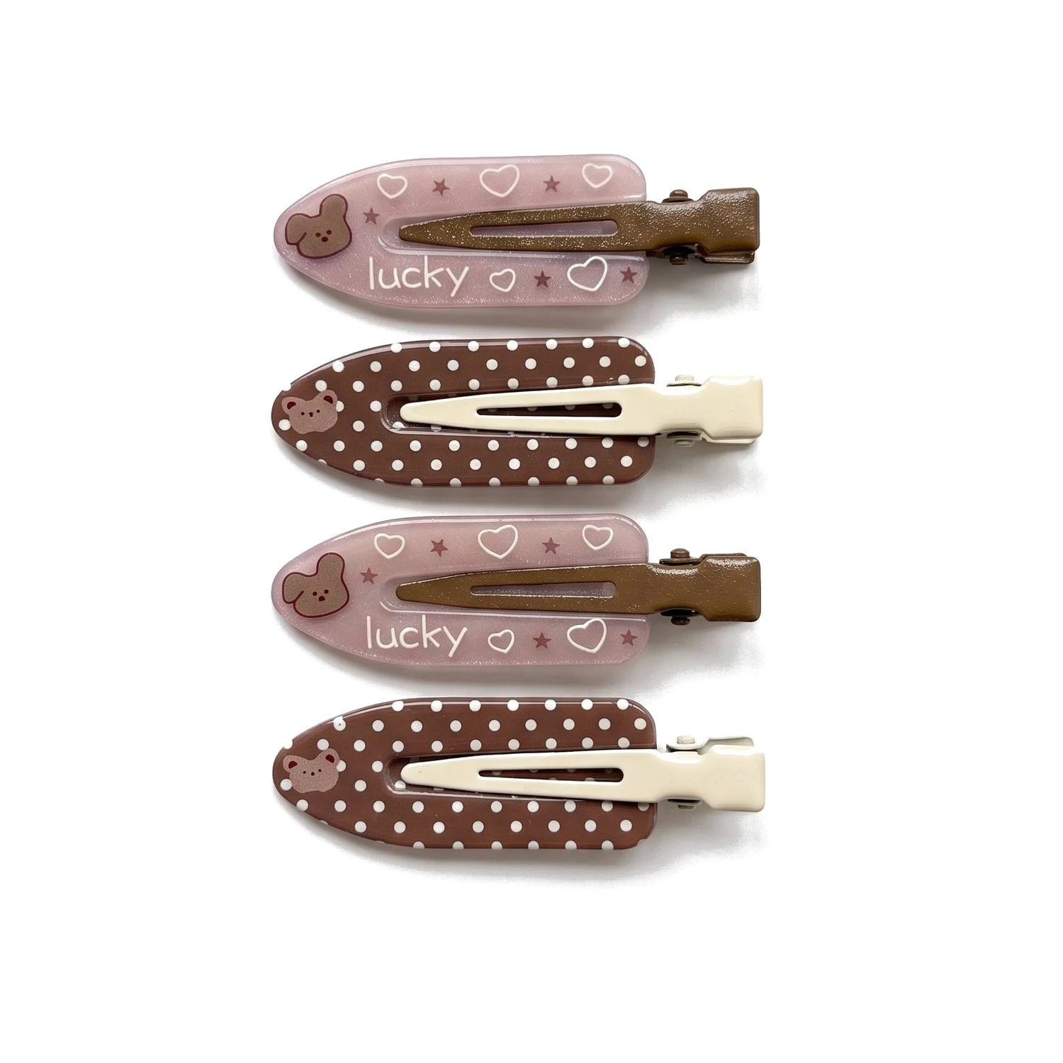 Lucky Girl Clip Set — Pink & Cocoa