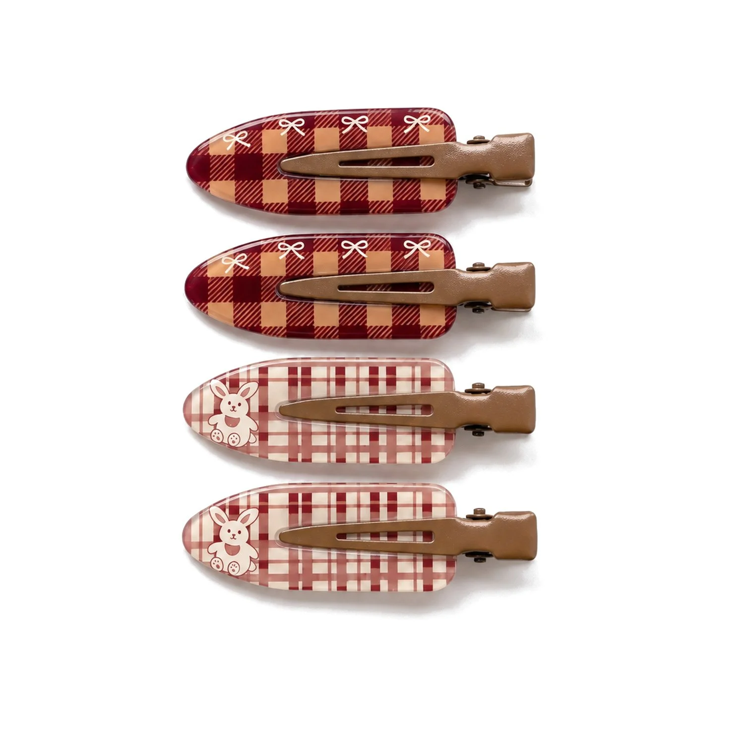 Plaid & Proper Clip Set — Oxblood