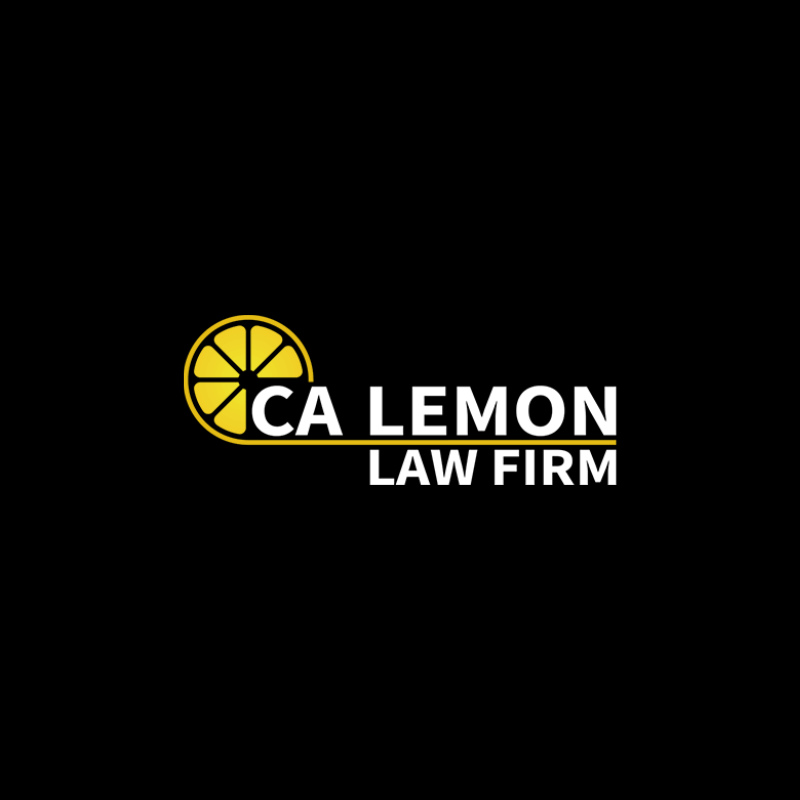 Logo for CA Lemon Law Firm with a yellow lemon slice and bold white and yellow text.