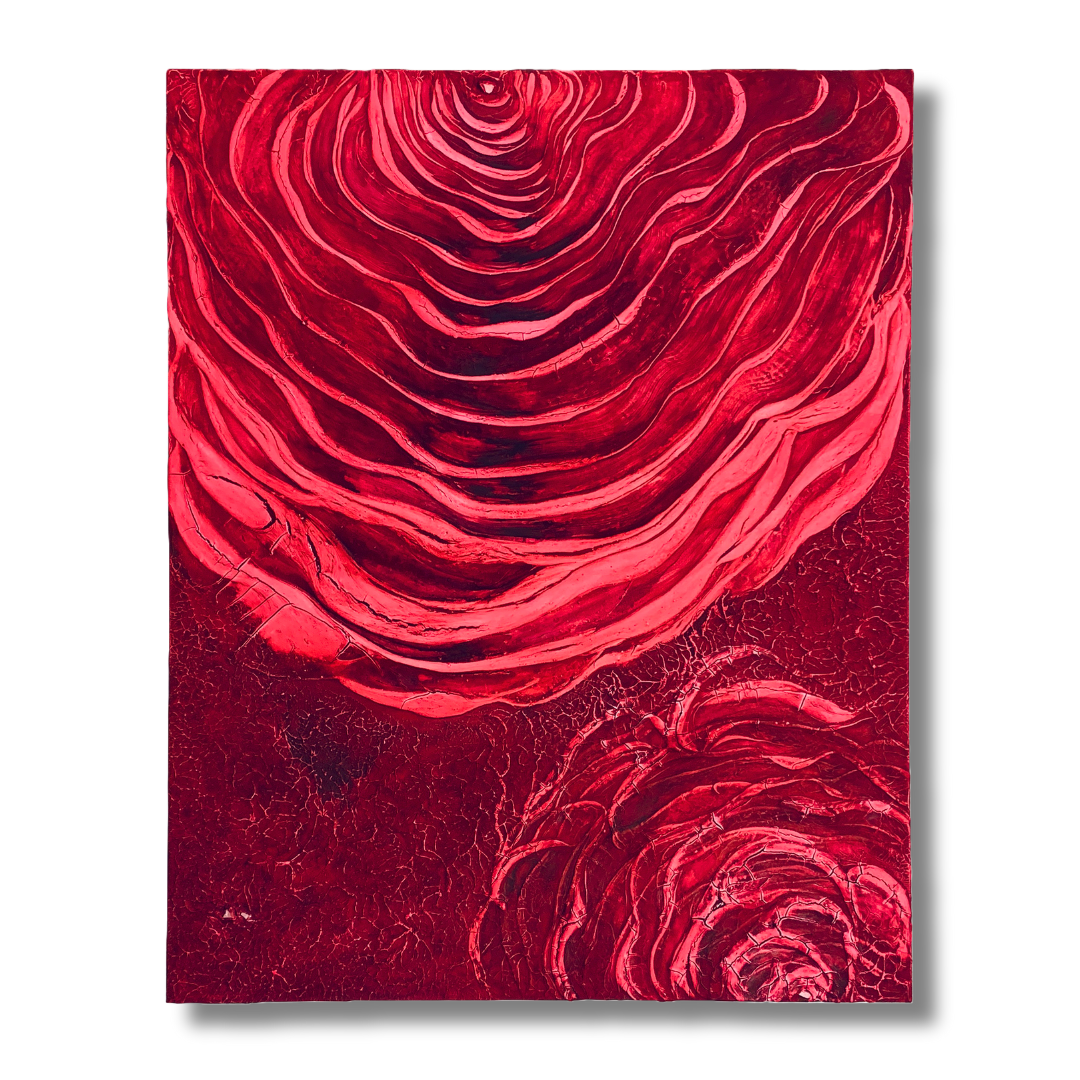 Kunstwerk mit Erde, Wasser und Rosen vom Rosendorf im Schwarzwald von Paulina Vogt