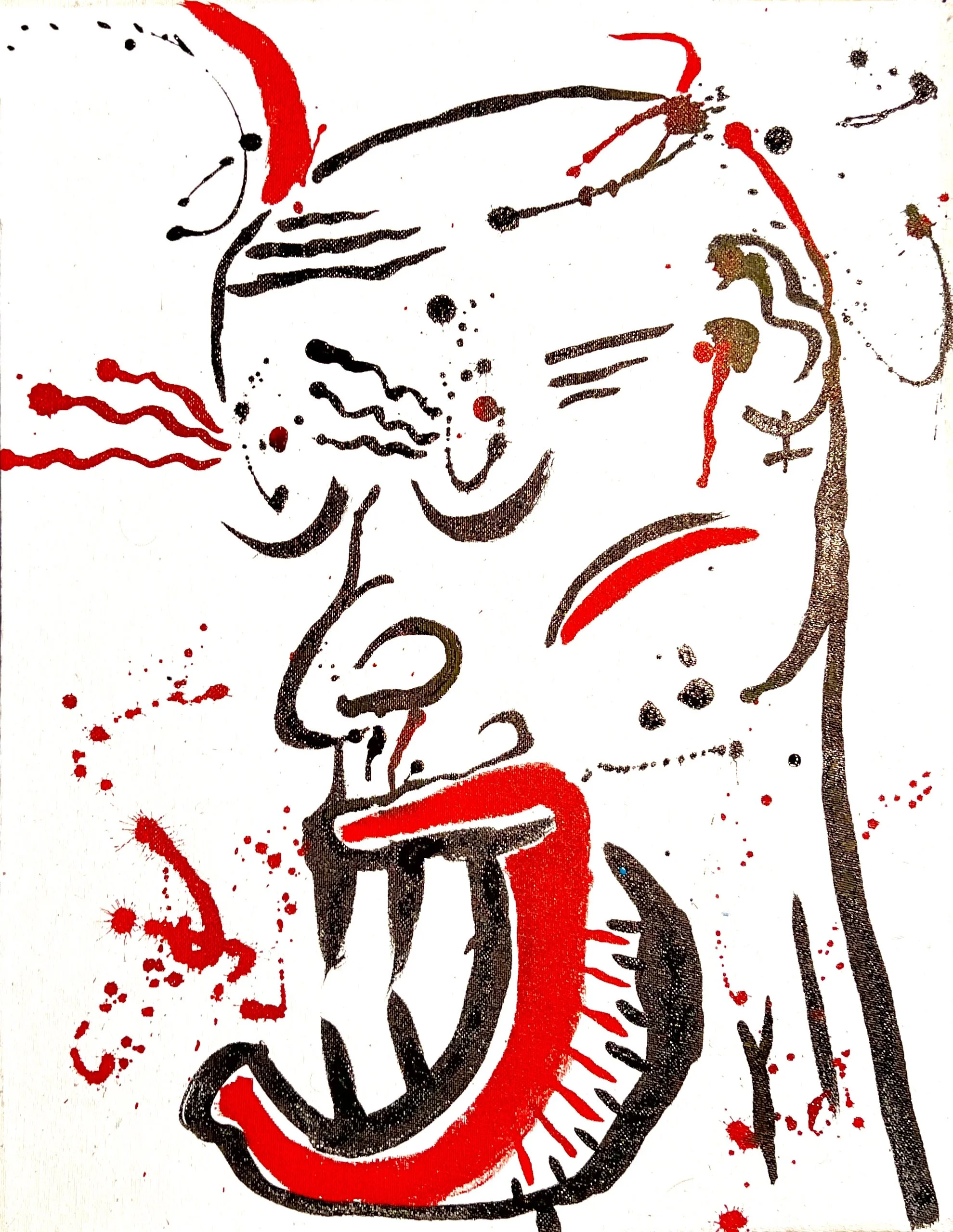 "DEMONS" ♾️ 10X16 INCHES ♾️ INK AND ACRYLIC ON CANVAS