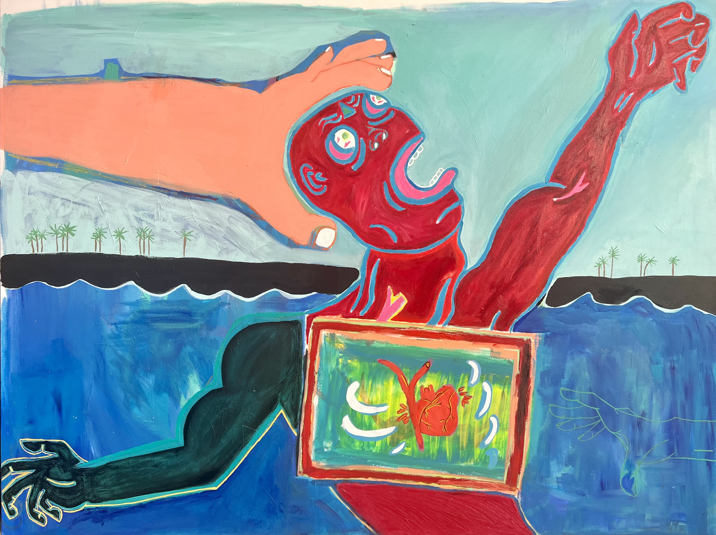 "ARRESTED SENSES" ♾️ 48X36 INCHES ♾️ OIL AND ACRYLIC ON CANVAS