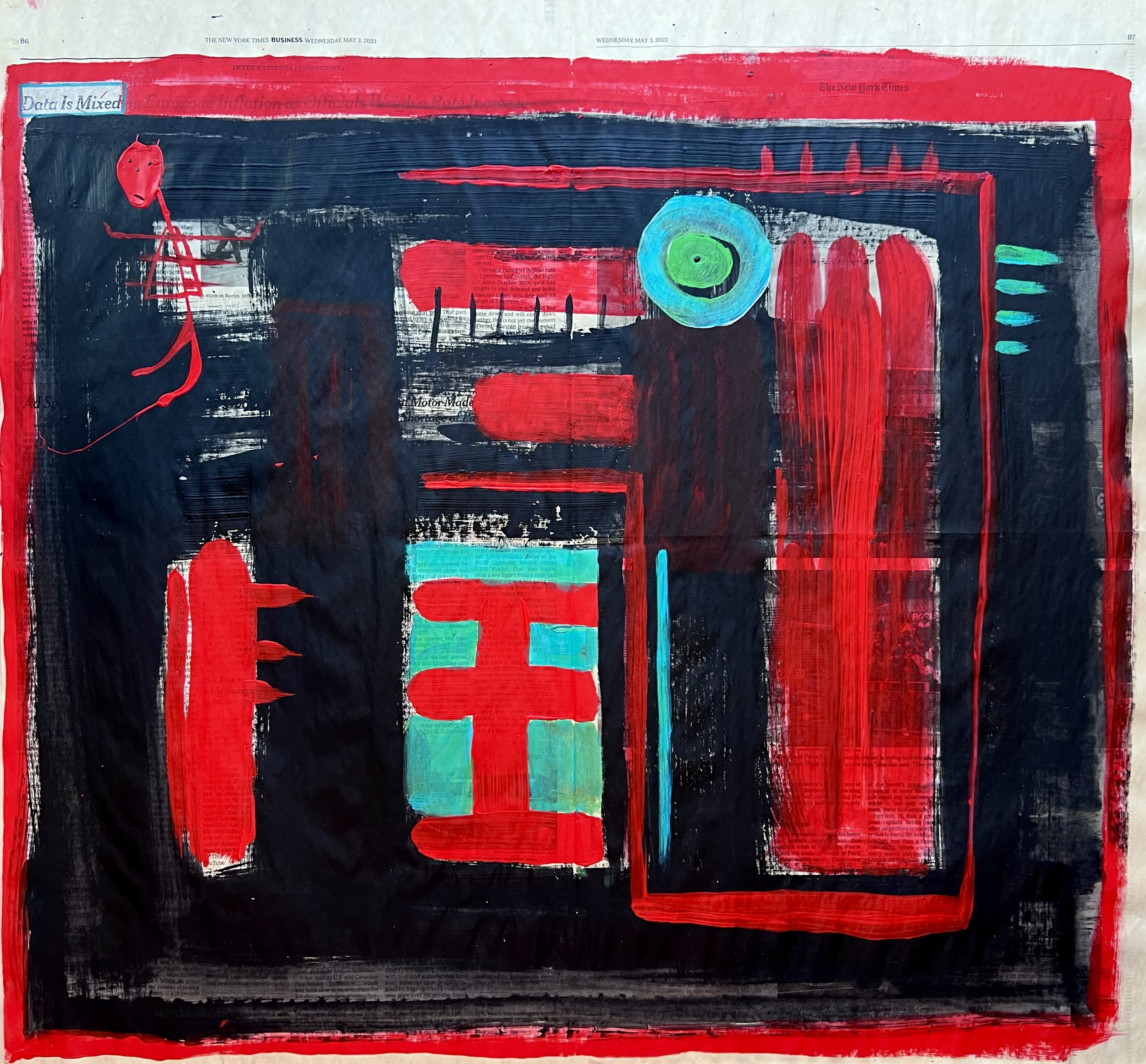 "MIXED DATA" ♾️ 24X22 INCHES ♾️ ACRYLIC ON NEWSPAPER