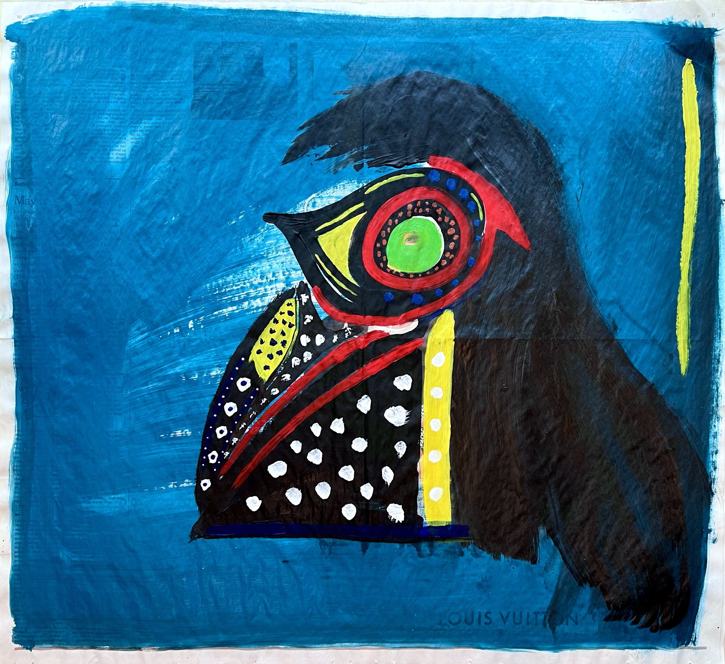 "PIGEON HOLE" ♾️ 24X22 INCHES ♾️ ACRYLIC ON NEWSPAPER