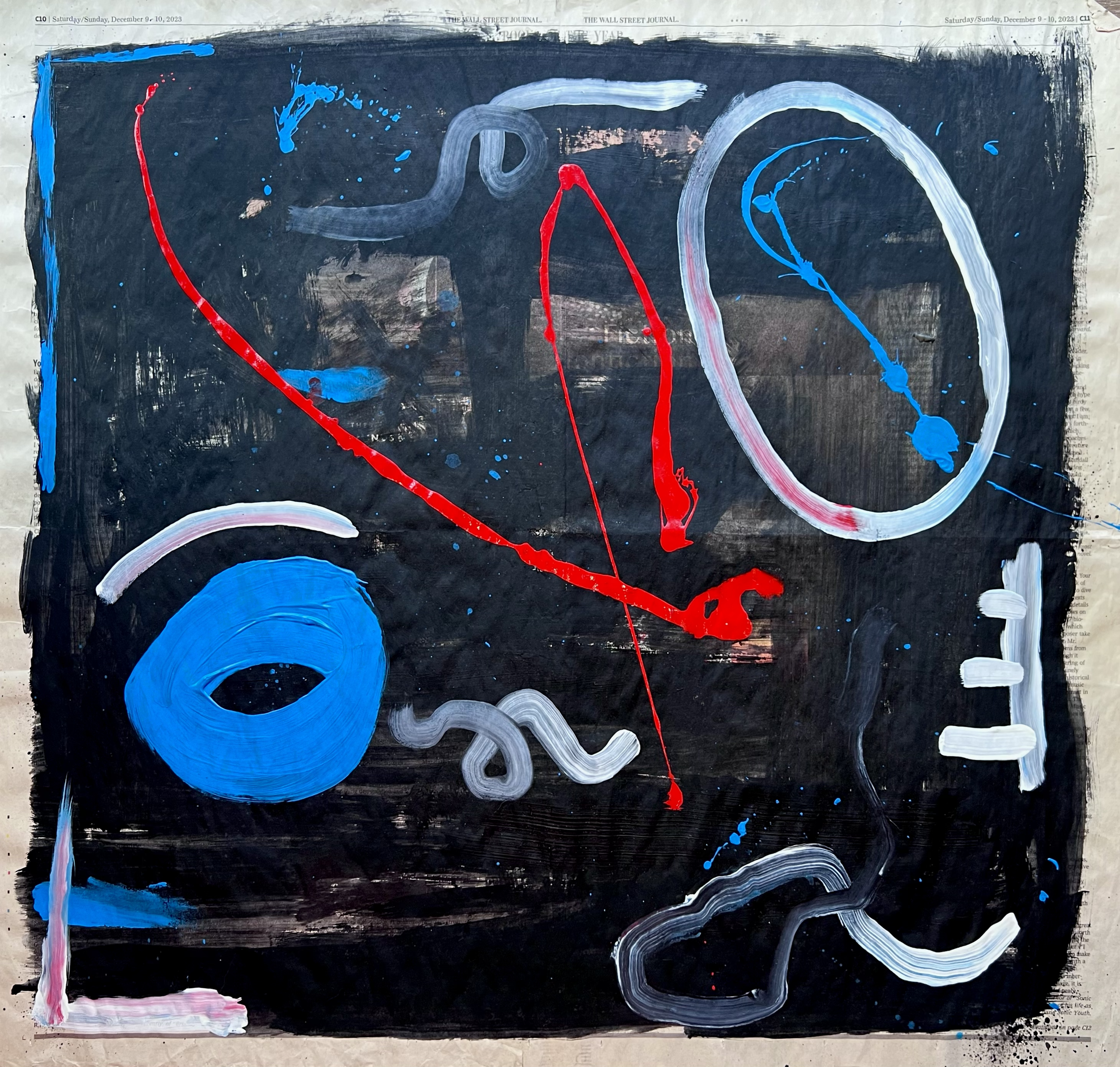 "OPEN MINDED" ♾️ 24X22 INCHES ♾️ ACRYLIC ON NEWSPAPER