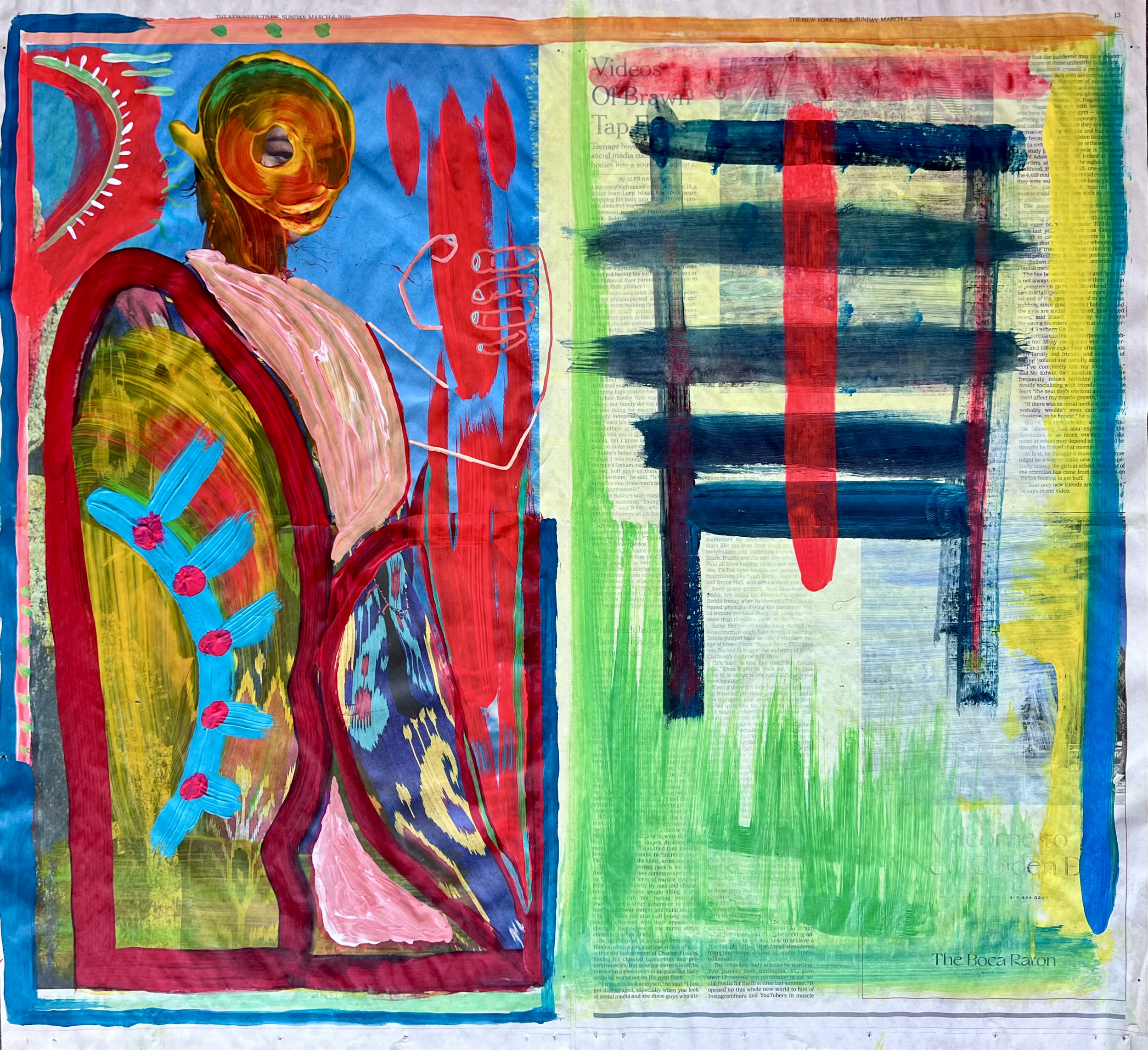 "CEREMONY" ♾️ 24X22 INCHES ♾️ ACRYLIC ON NEWSPAPER