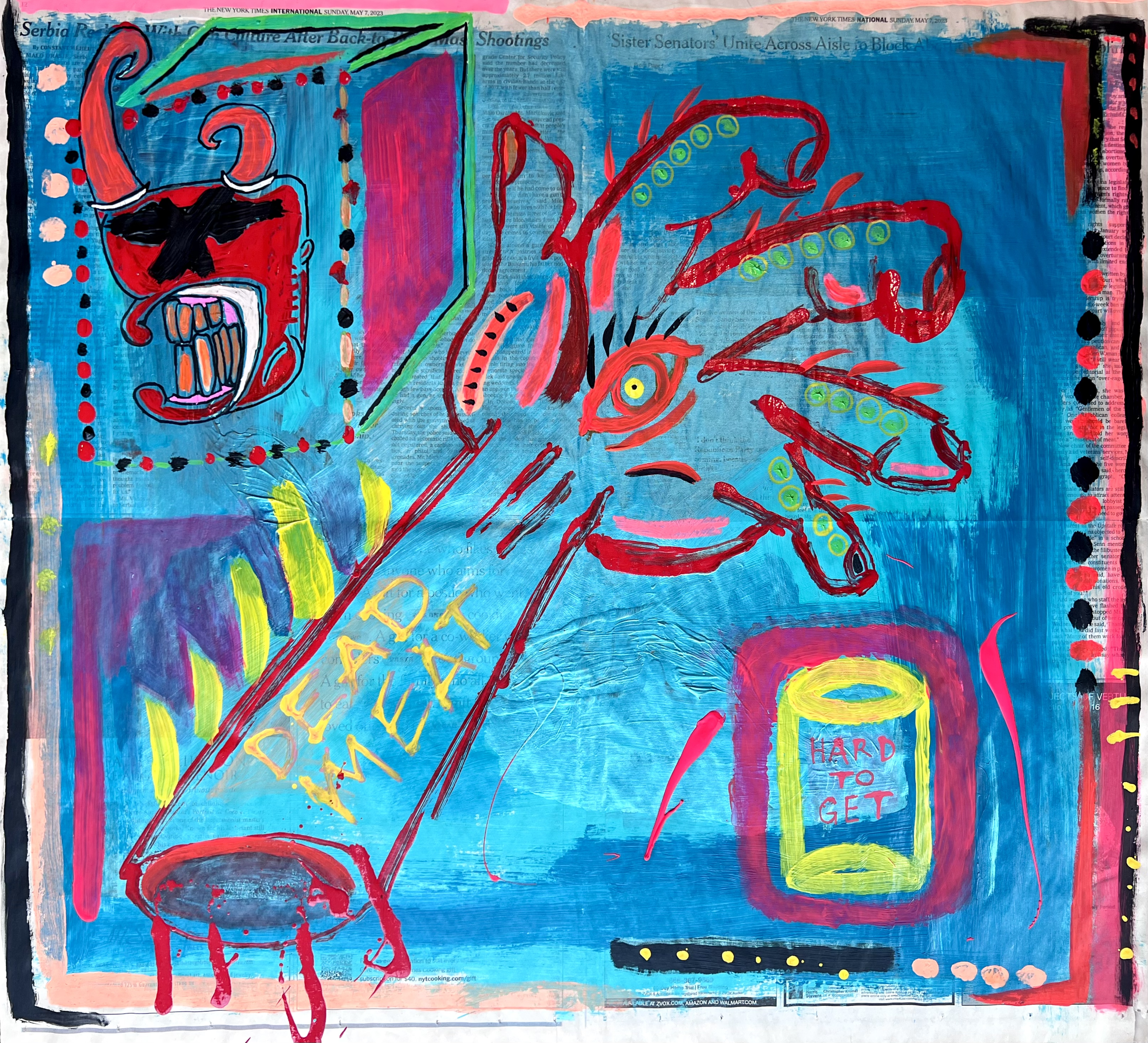 "DEAD MEAT" ♾️ 24X22 INCHES ♾️ ACRYLIC ON NEWSPAPER
