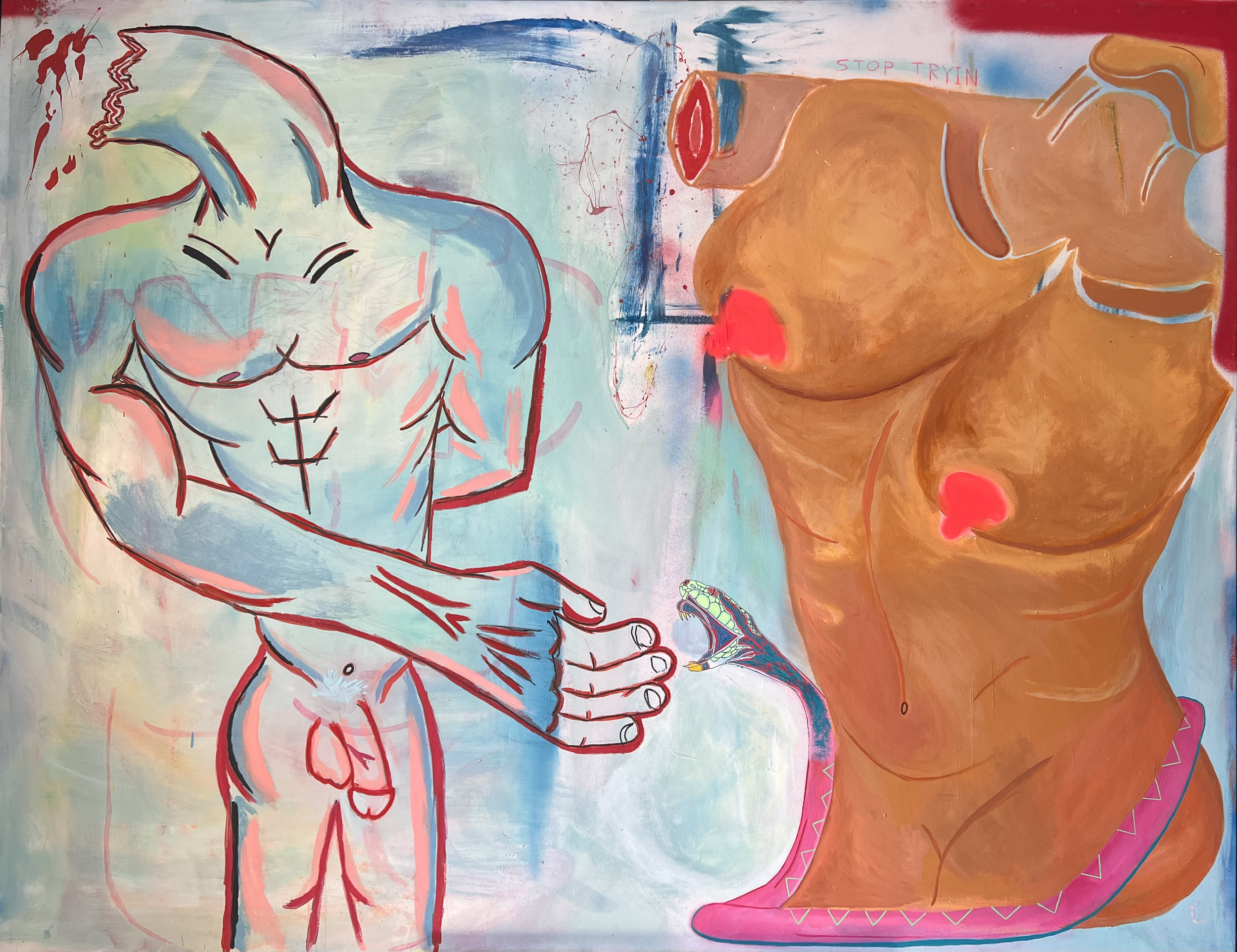 "MODERN LOVE" ♾️ 72X56 INCHES ♾️ OIL AND ACRYLIC ON CANVAS