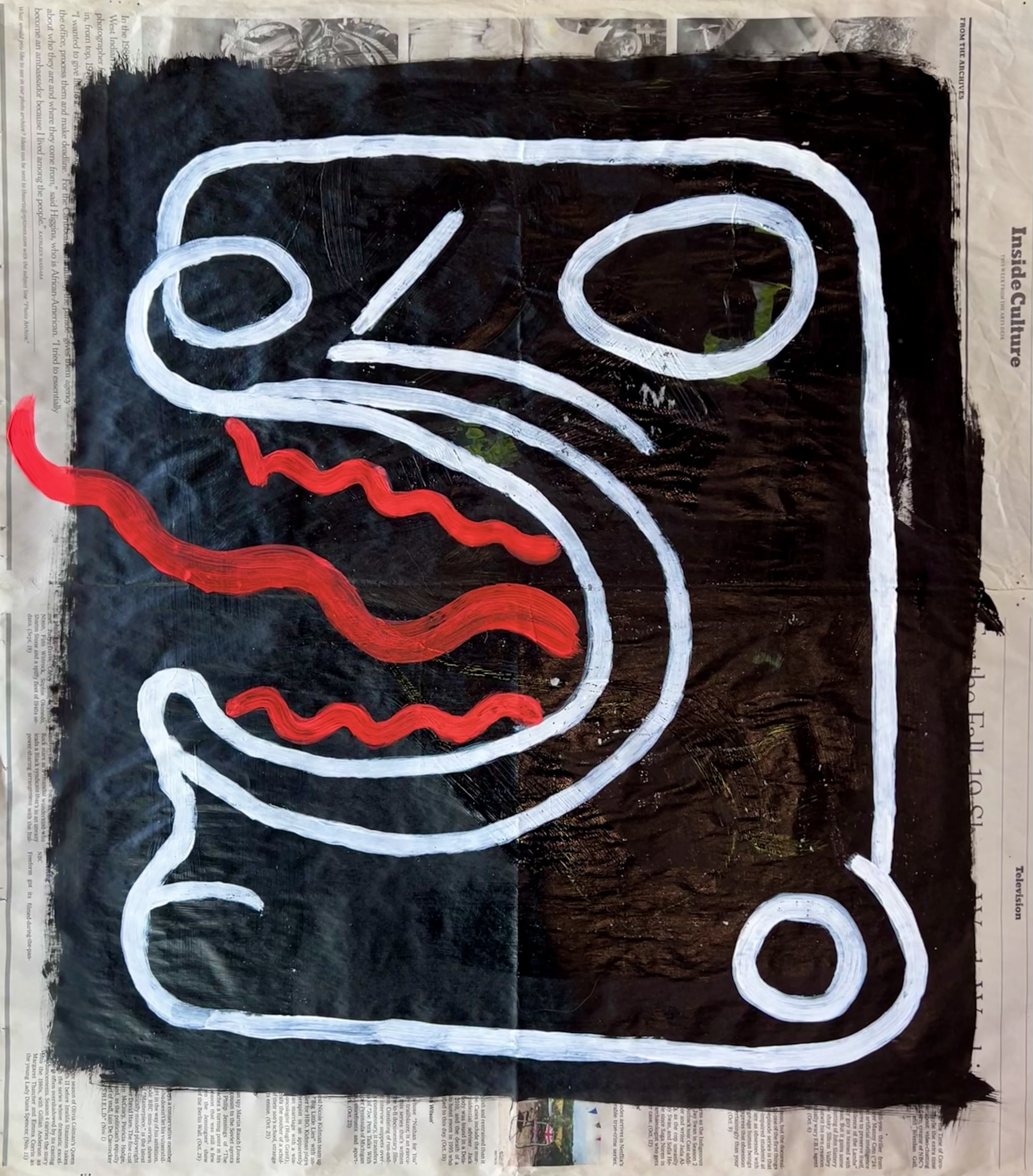 "JASPER" ♾️ 24X22 INCHES ♾️ ACRYLIC ON NEWSPAPER