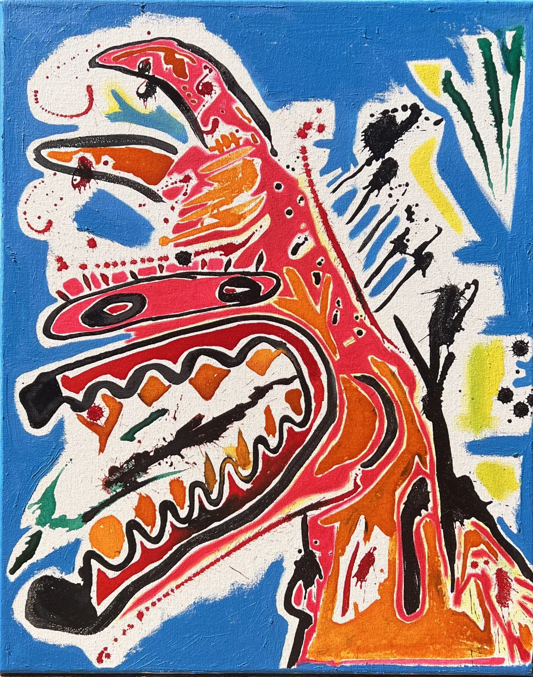 "HOWLIN" ♾️ 16X20 INCHES ♾️ OIL AND INK ON CANVAS