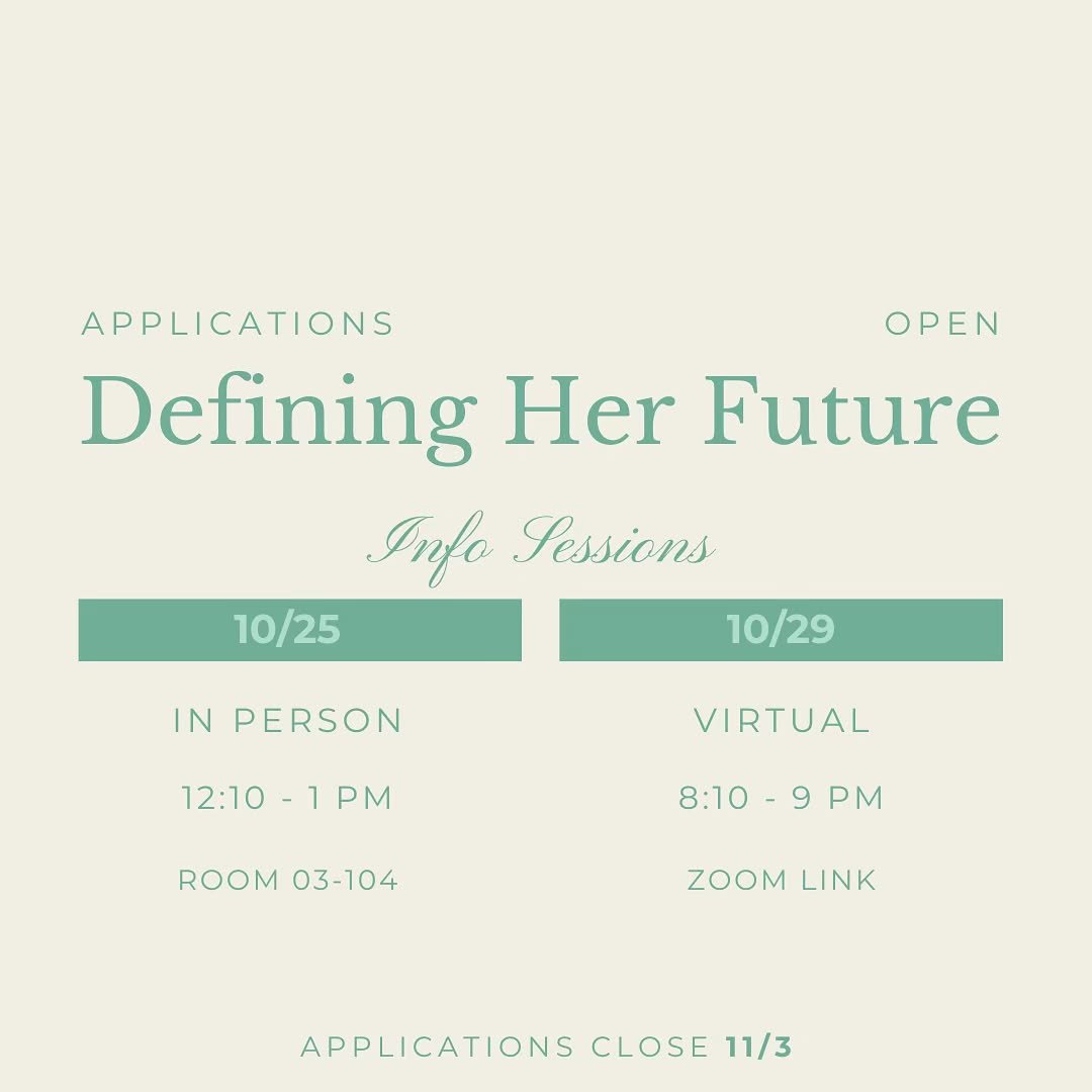 Applications are open for Defining Her Future (link in bio)! 🙌📣 Defining Her Future is Women in Business&rsquo;s annual winter quarter conference, and is taking place on March 7, 2025. There are 3 committees that are open: Marketing Strategy, Marke